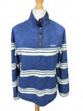 Lands' End Blue and White Striped Women's Fleece Sweatshirt