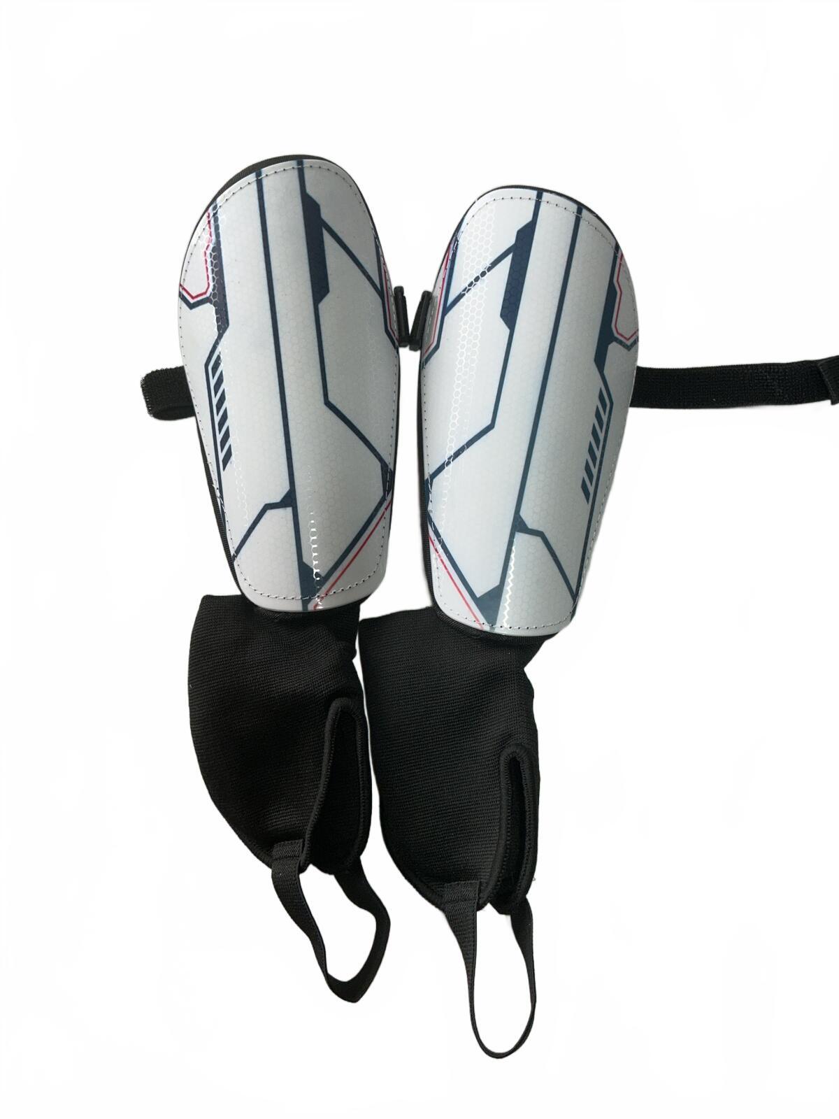 Unbranded Size Large White and Black Football Shin Guards with Straps