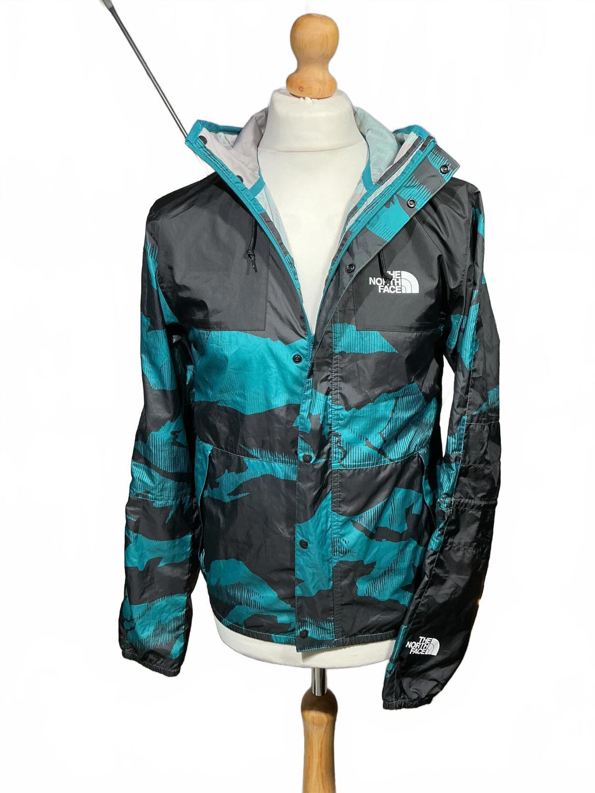 The North Face Men's Windbreaker Jacket 30 year edit Black and Teal Camouflage