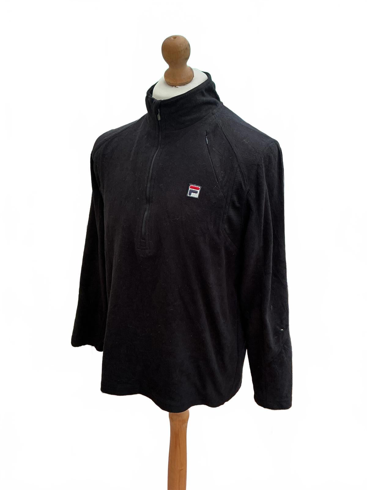 Fila Men's Black Quarter Zip Pullover Sweatshirt Size Regular L Comfortable