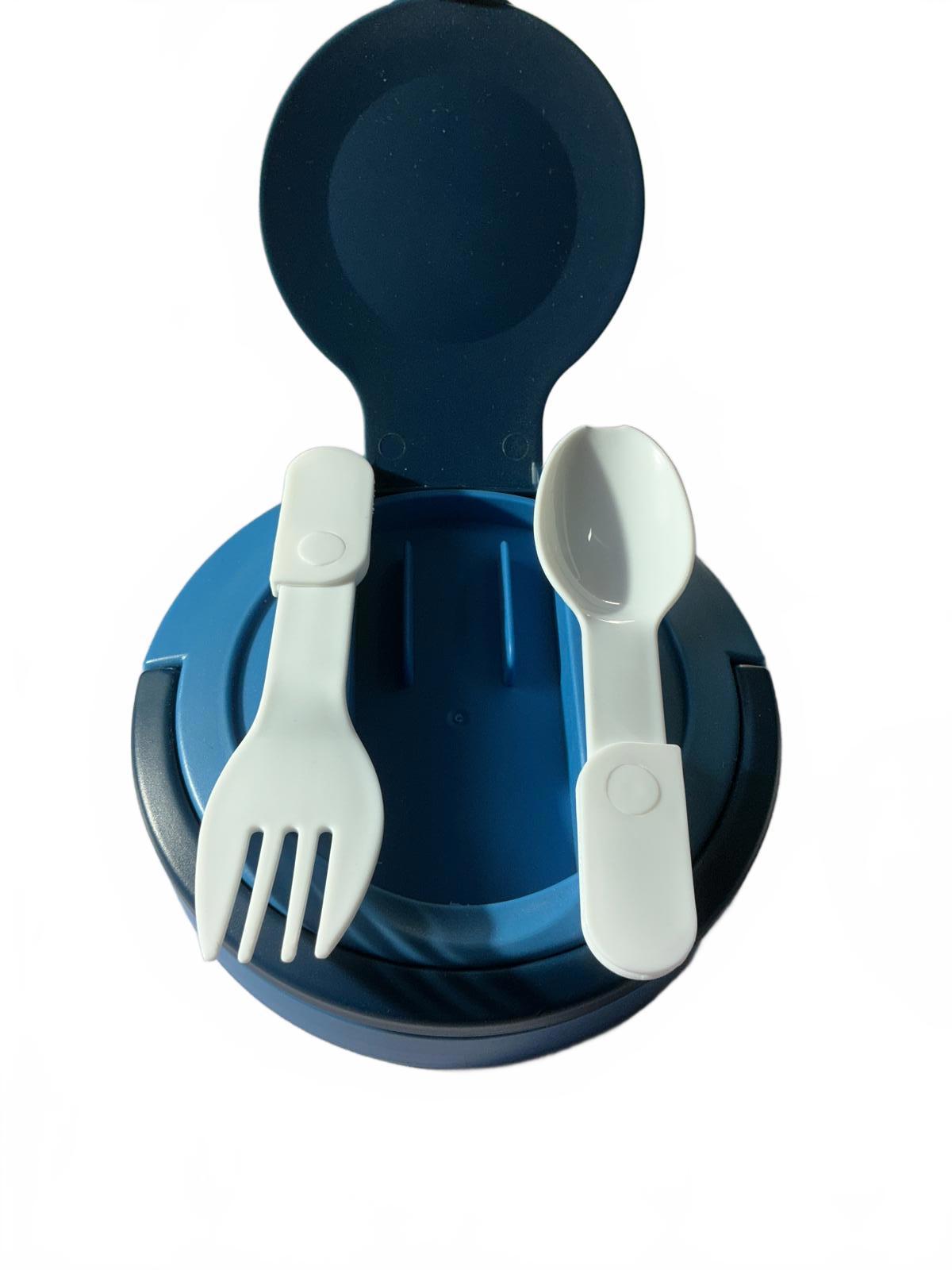 Polar gear Blue and White Portable Food Container with Utensils - Medium Size