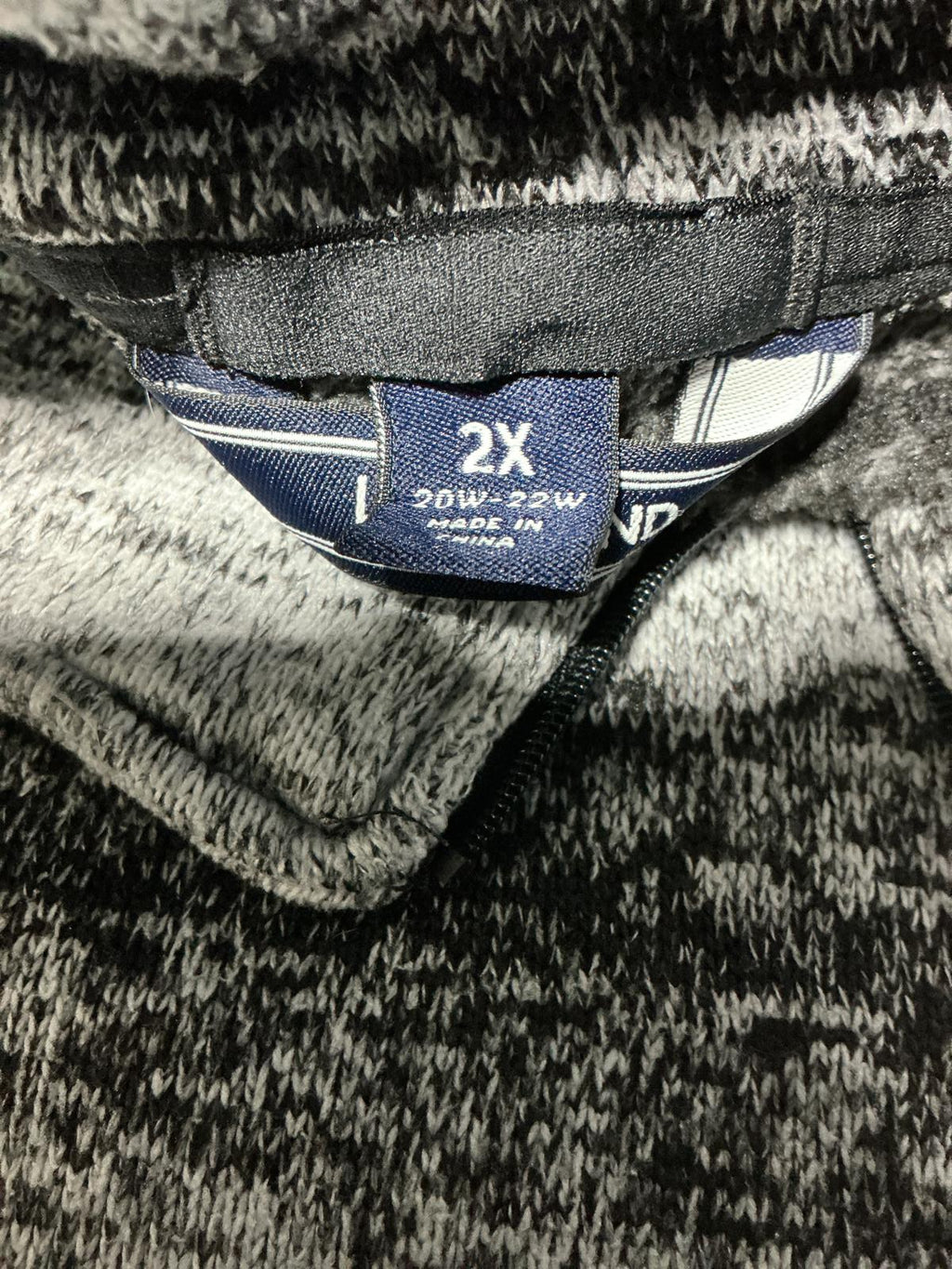 Women's Grey and Black Striped Quarter Zip Pullover