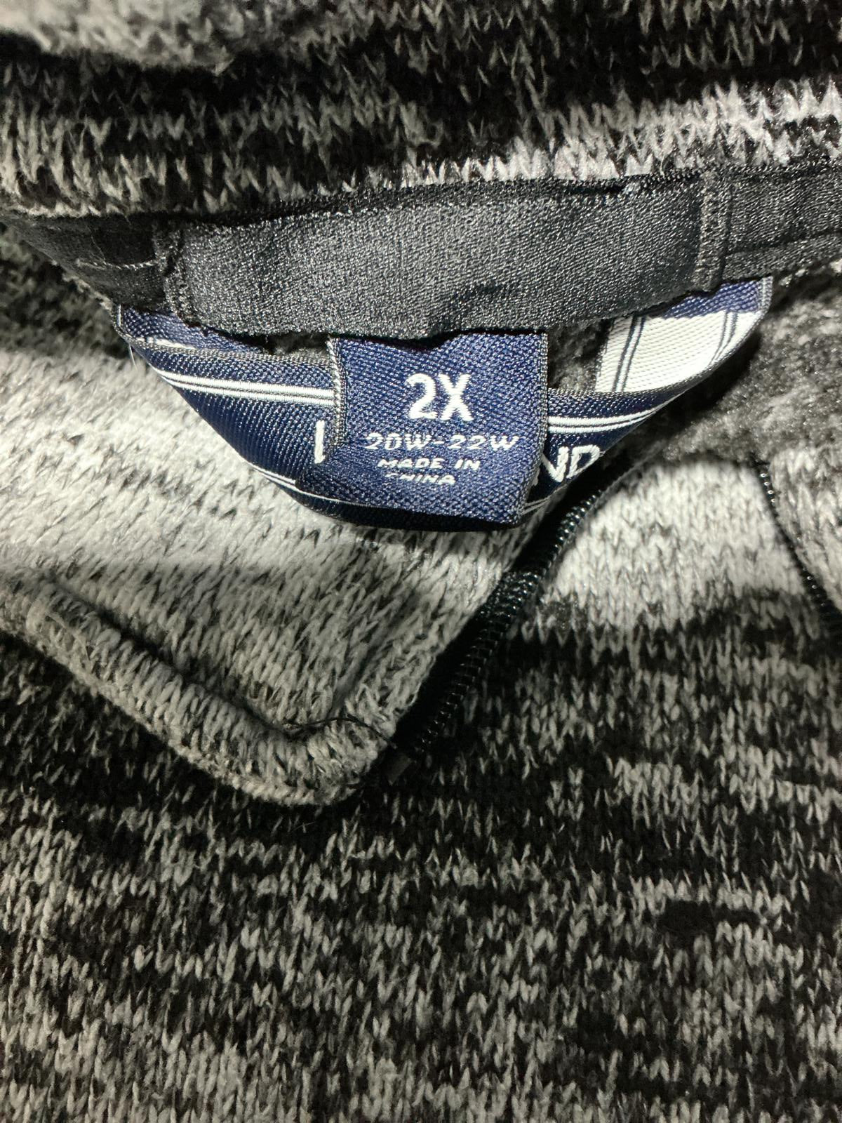 Women's Grey and Black Striped Quarter Zip Pullover