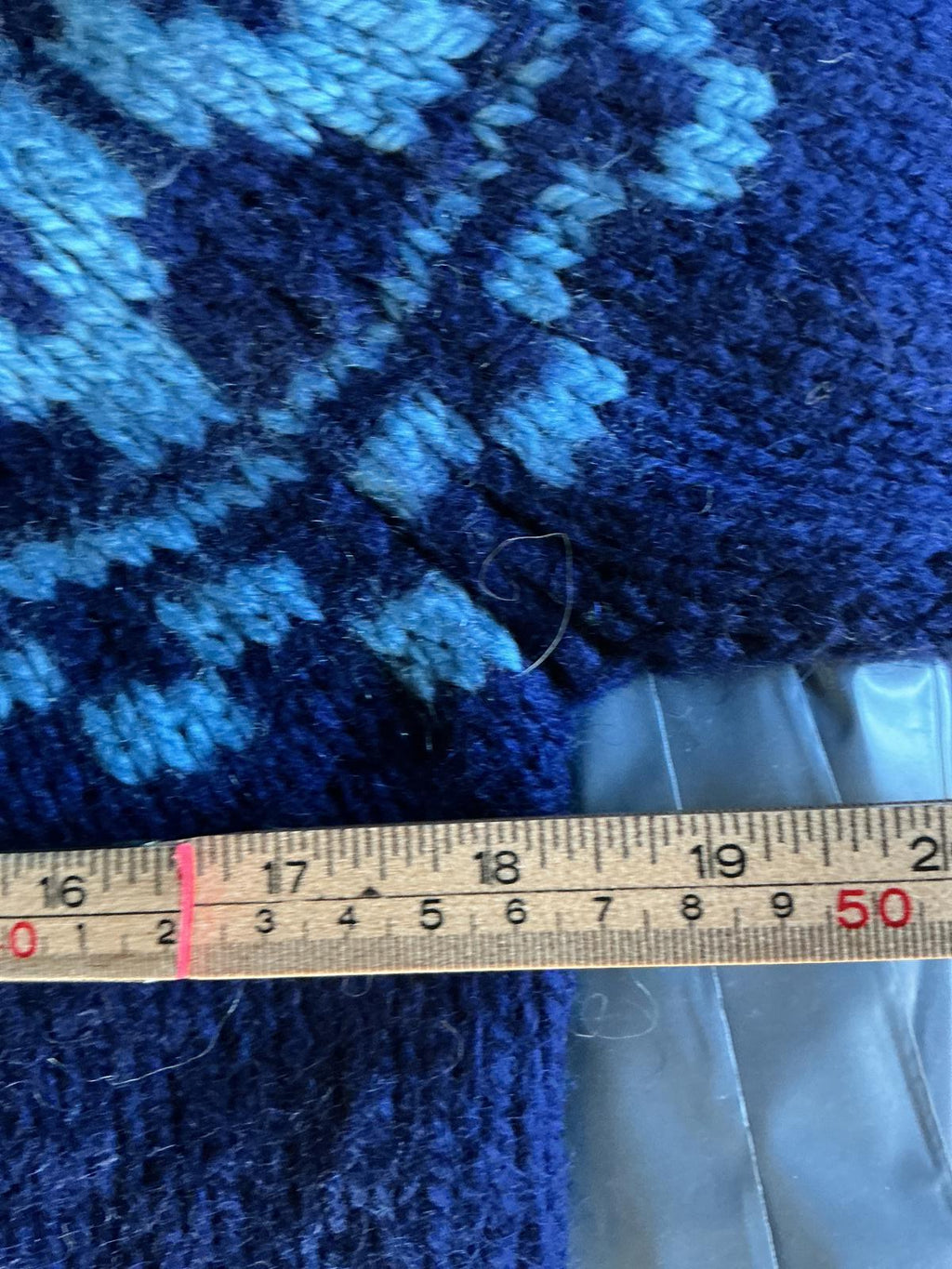 Vintage Blue Wool Knit Sweater with Nordic Pattern