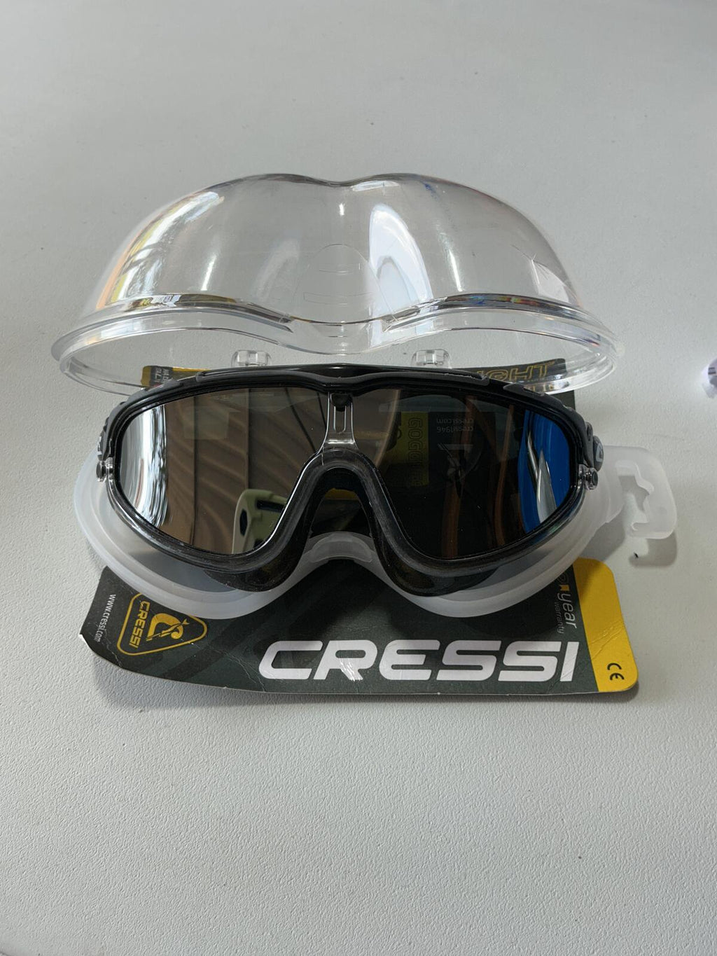 Cressi Skylight Swimming Size Mask Goggles Black with Mirrored Lenses