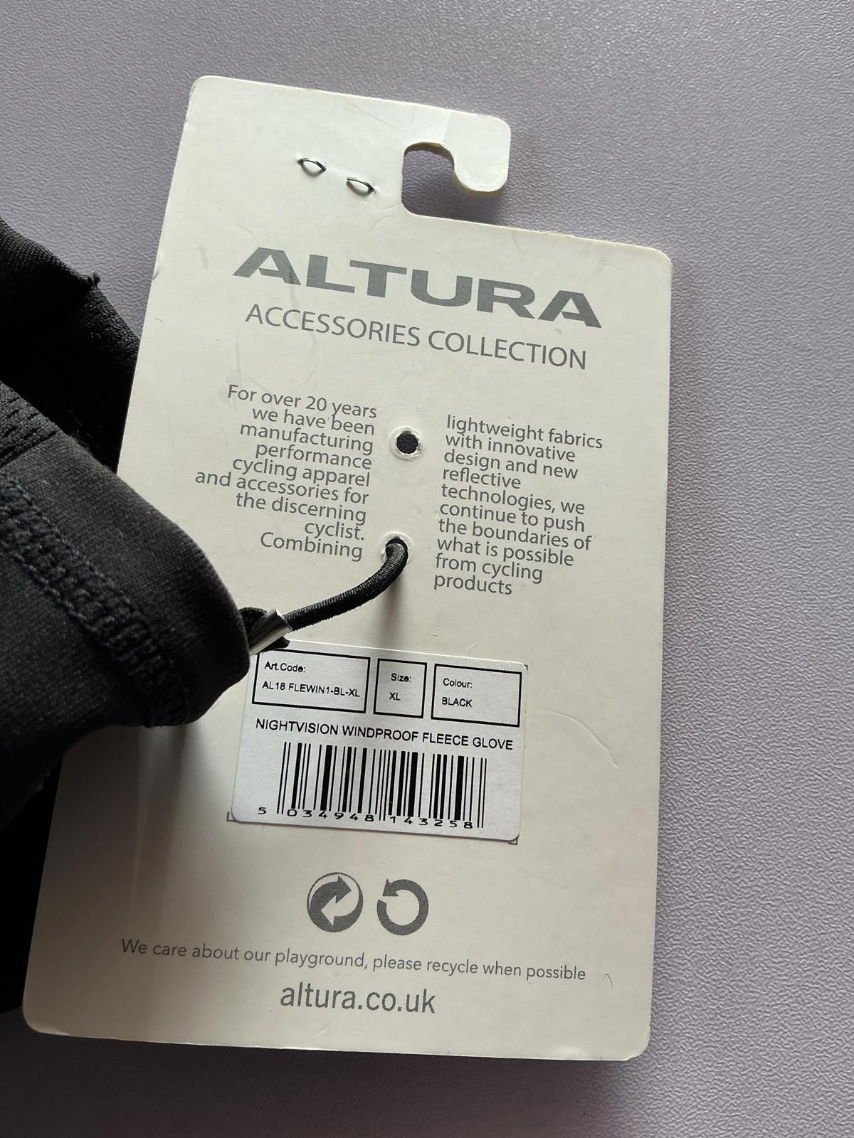 Altura Nightvision Fleece Black Cycling Gloves Size Xl
