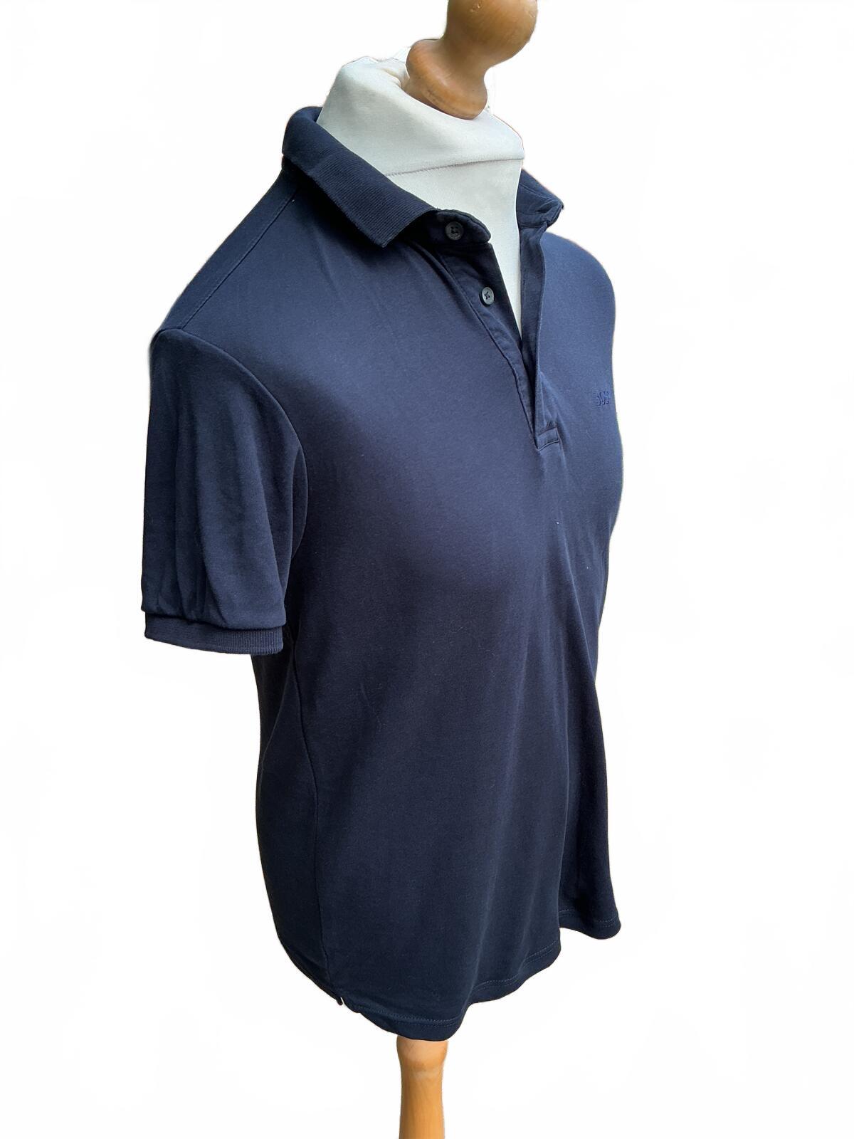 BOSS Navy Blue Polo Shirt Size Regular M Classic Fit Cotton Short Sleeve