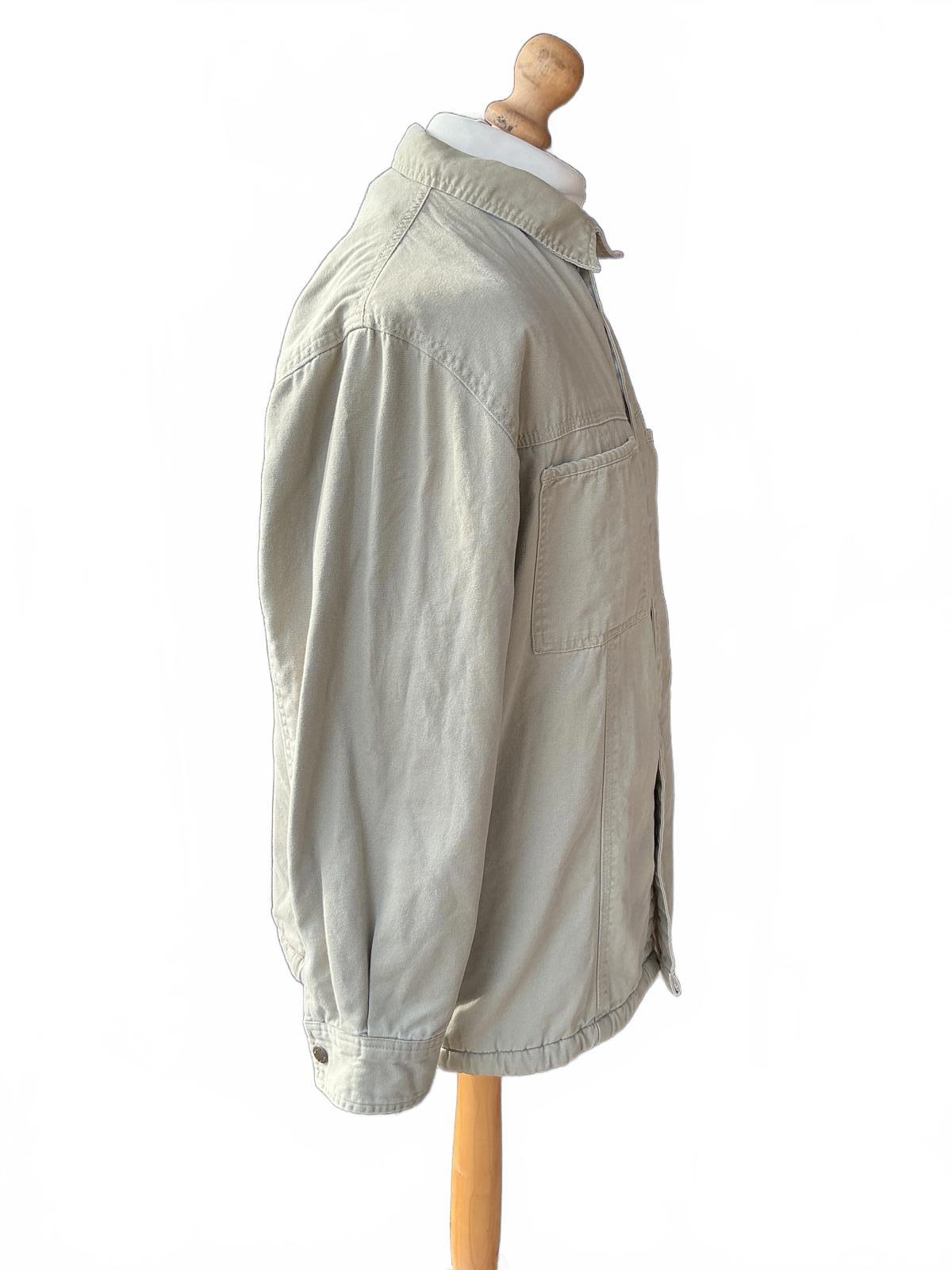 Woolrich Men's Large Beige Cotton Button-Up Sherpa Lined Shacket