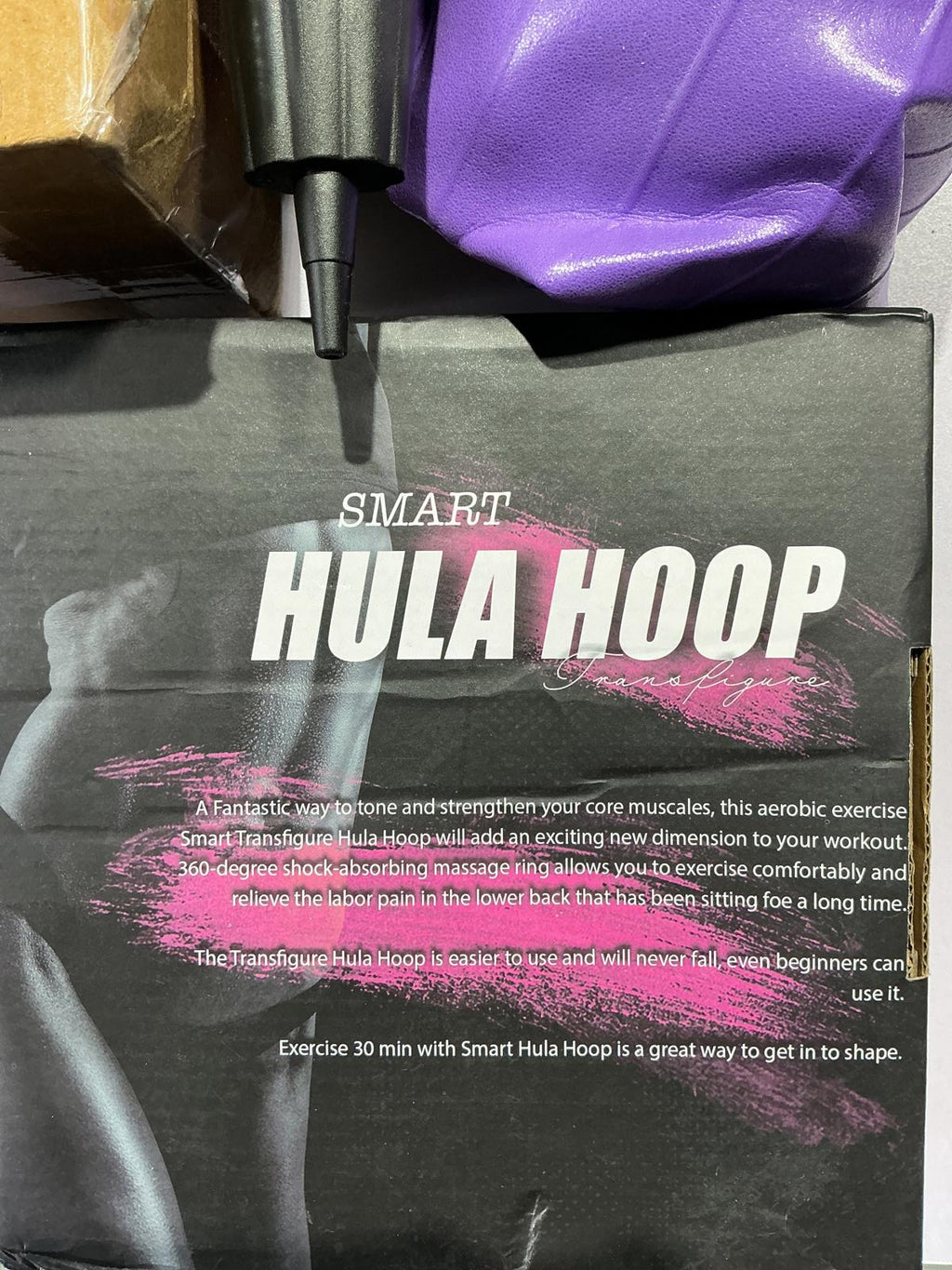 Bundle Core Balance Gym Ball 65cm Purple with Smart Hula Hoop and Pump