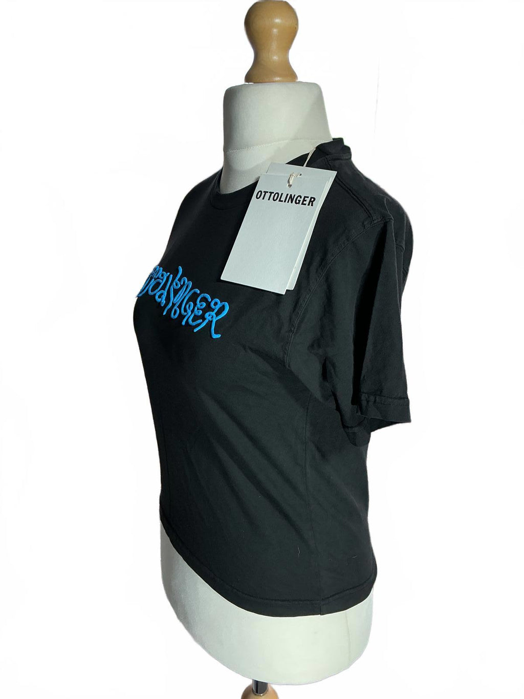 Ottolinger Black T-Shirt Puffy Logo with Blue Logo Regular M