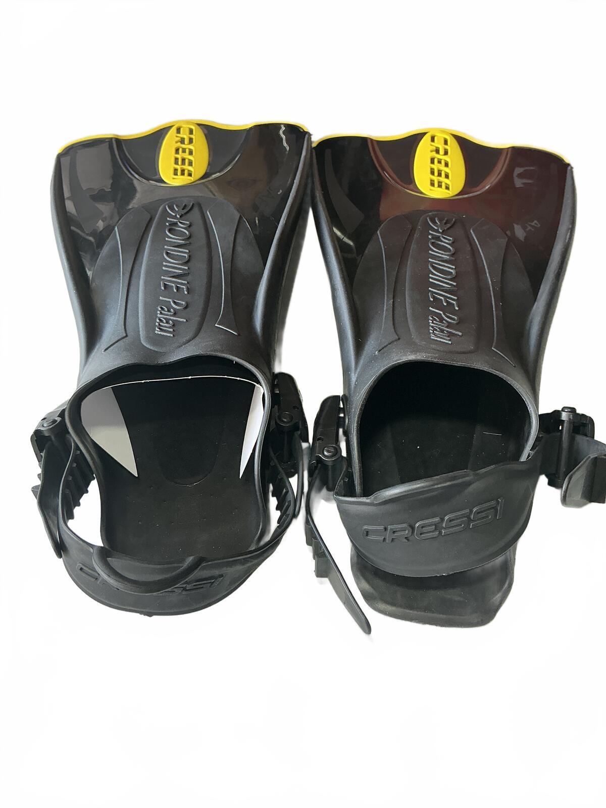 Cressi Rondine Palau Adjustable Swim Fins Flippers Size M-L Black Yellow Uk7-10