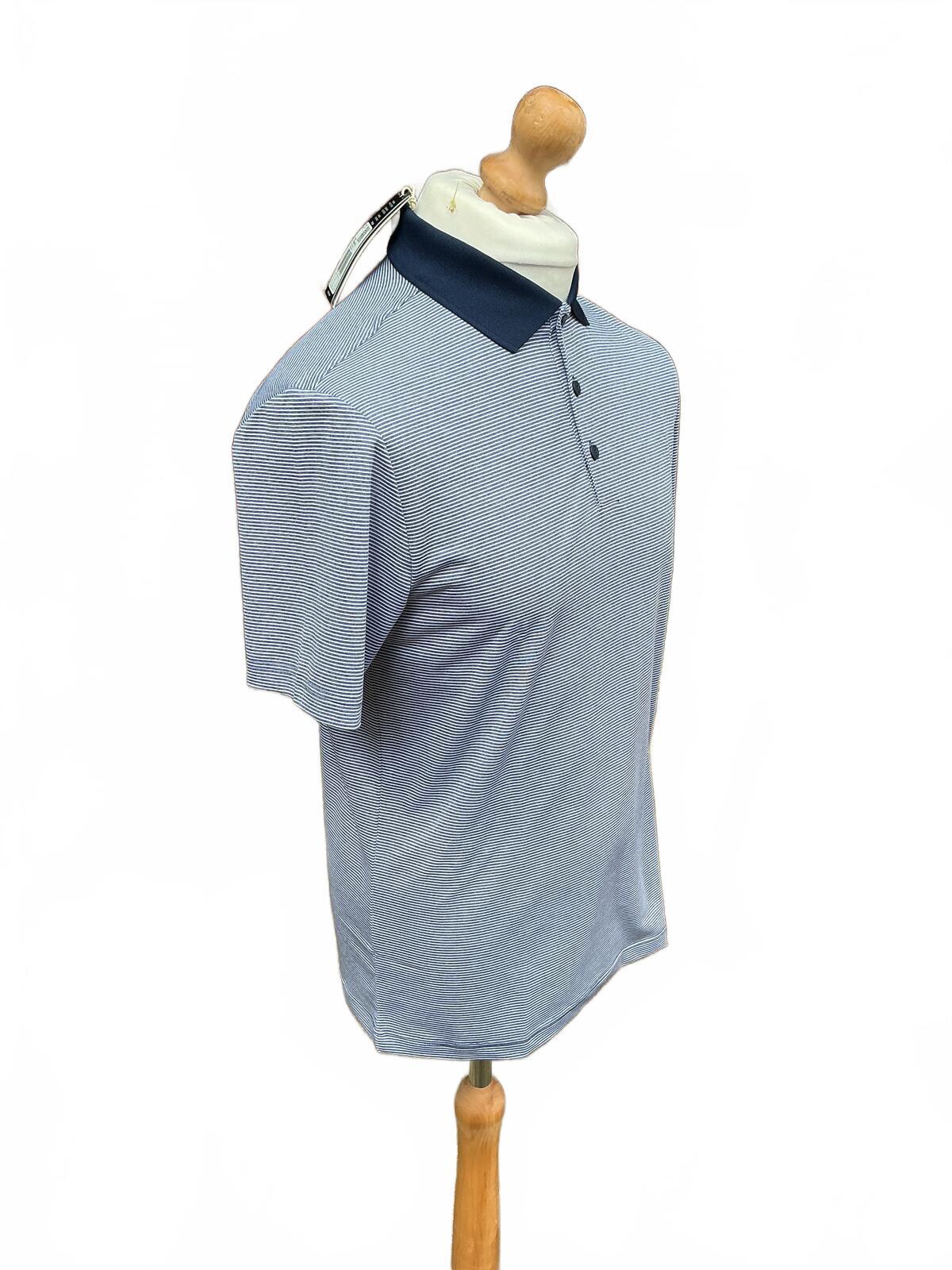 Adidas Men's Polo Shirt Small Light Blue with Navy Collar Golfwear Activewear