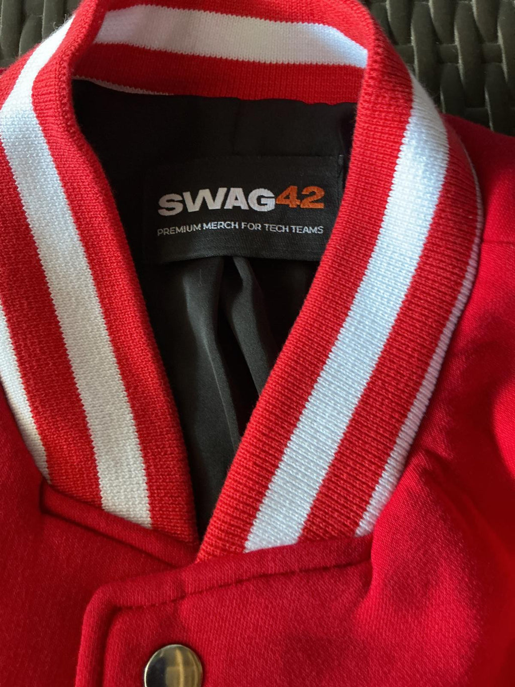 Optibet Red and Black Varsity Jacket with Player Back Embroidery, Size Xl