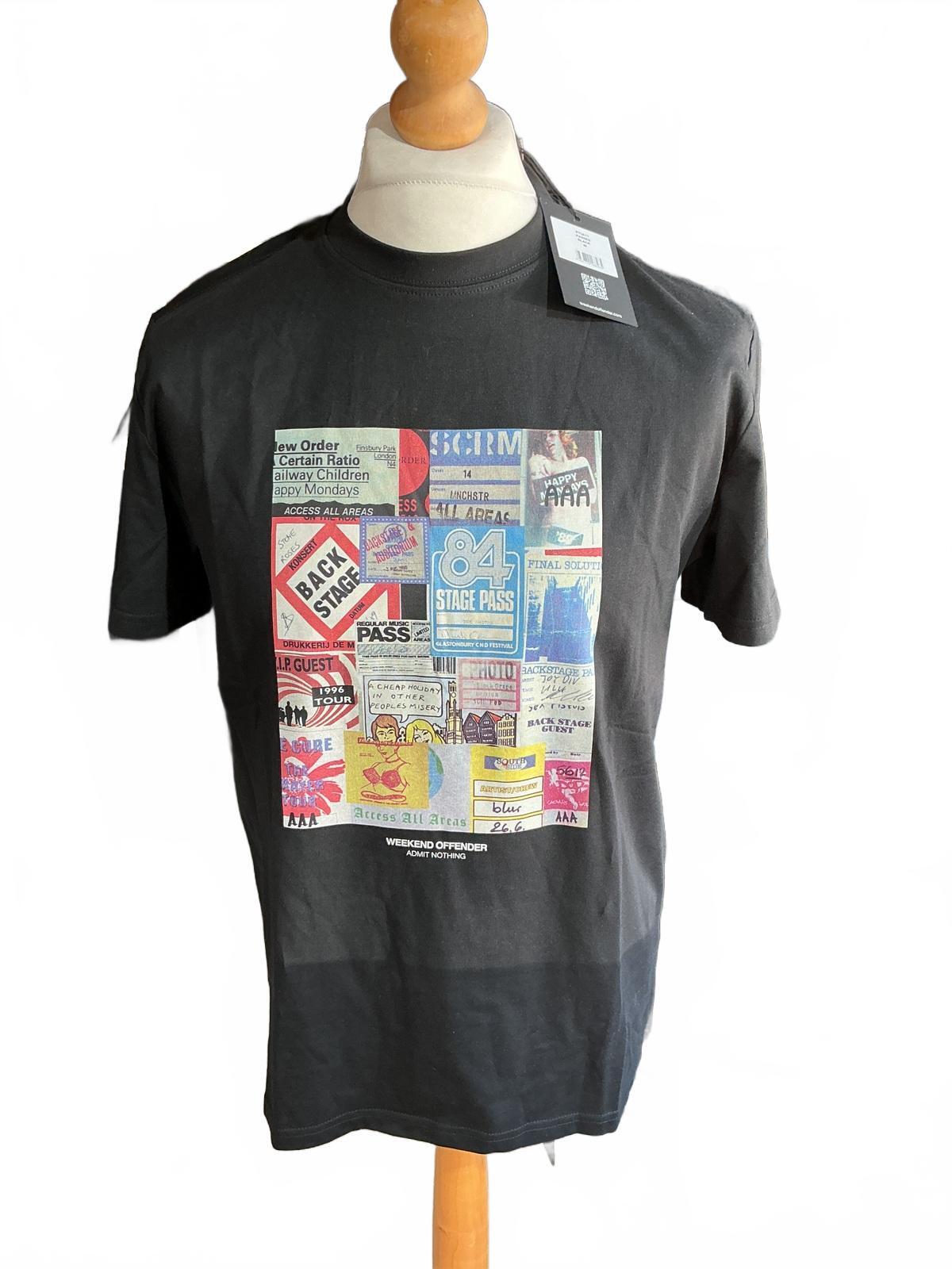 Weekend Offender Black Graphic Print T-Shirt Size M New with Tags