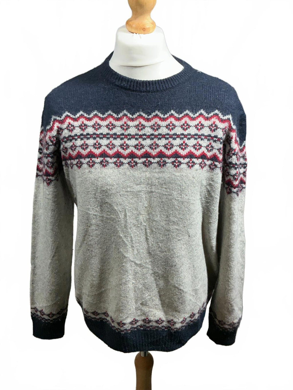 Vintage Men's Nordic Pattern Wool Sweater