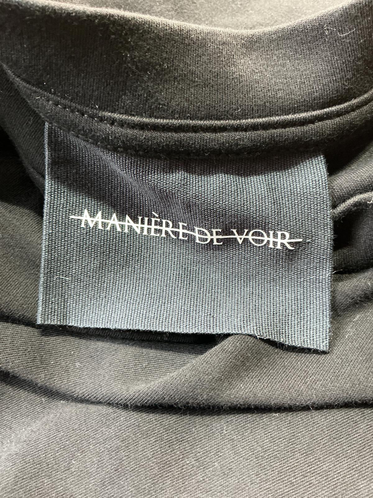 Maniere de Voir Black T-Shirt with Brown Stripes Size Xs