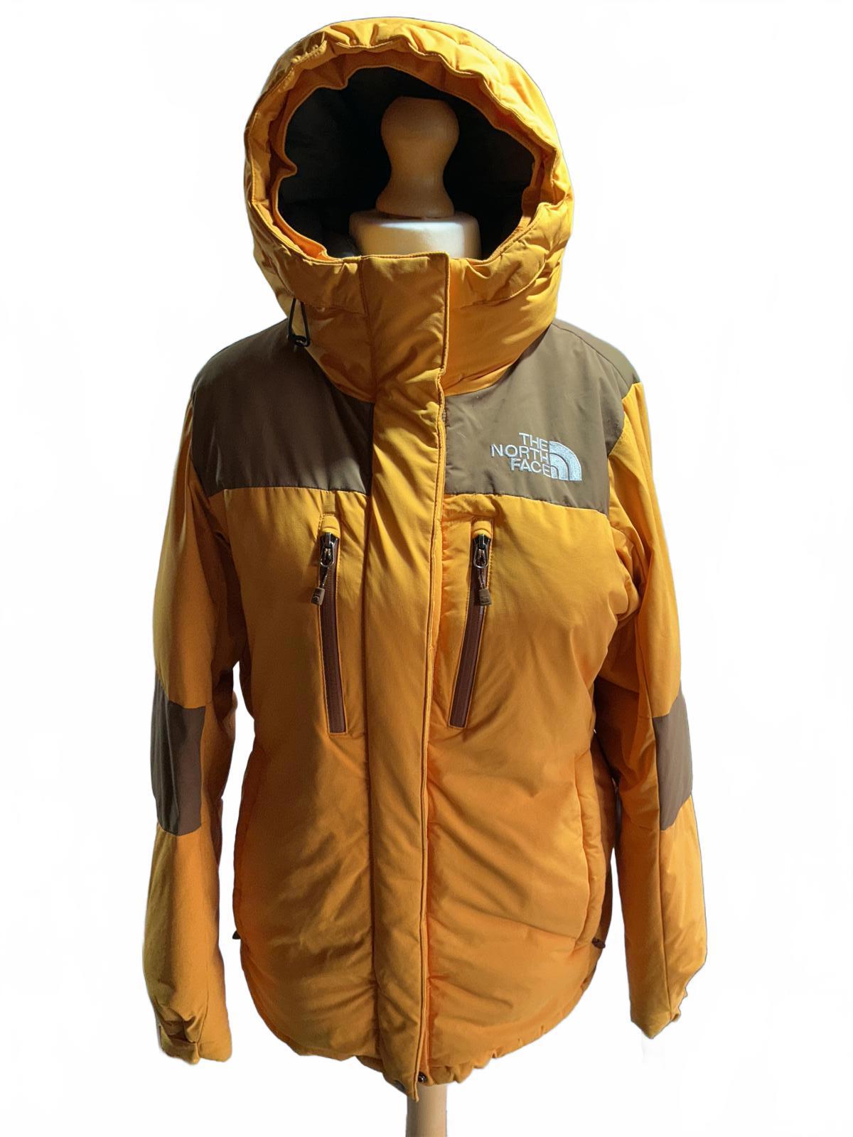 The North Face Ladies Yellow and Brown Puffer Jacket with Hood
