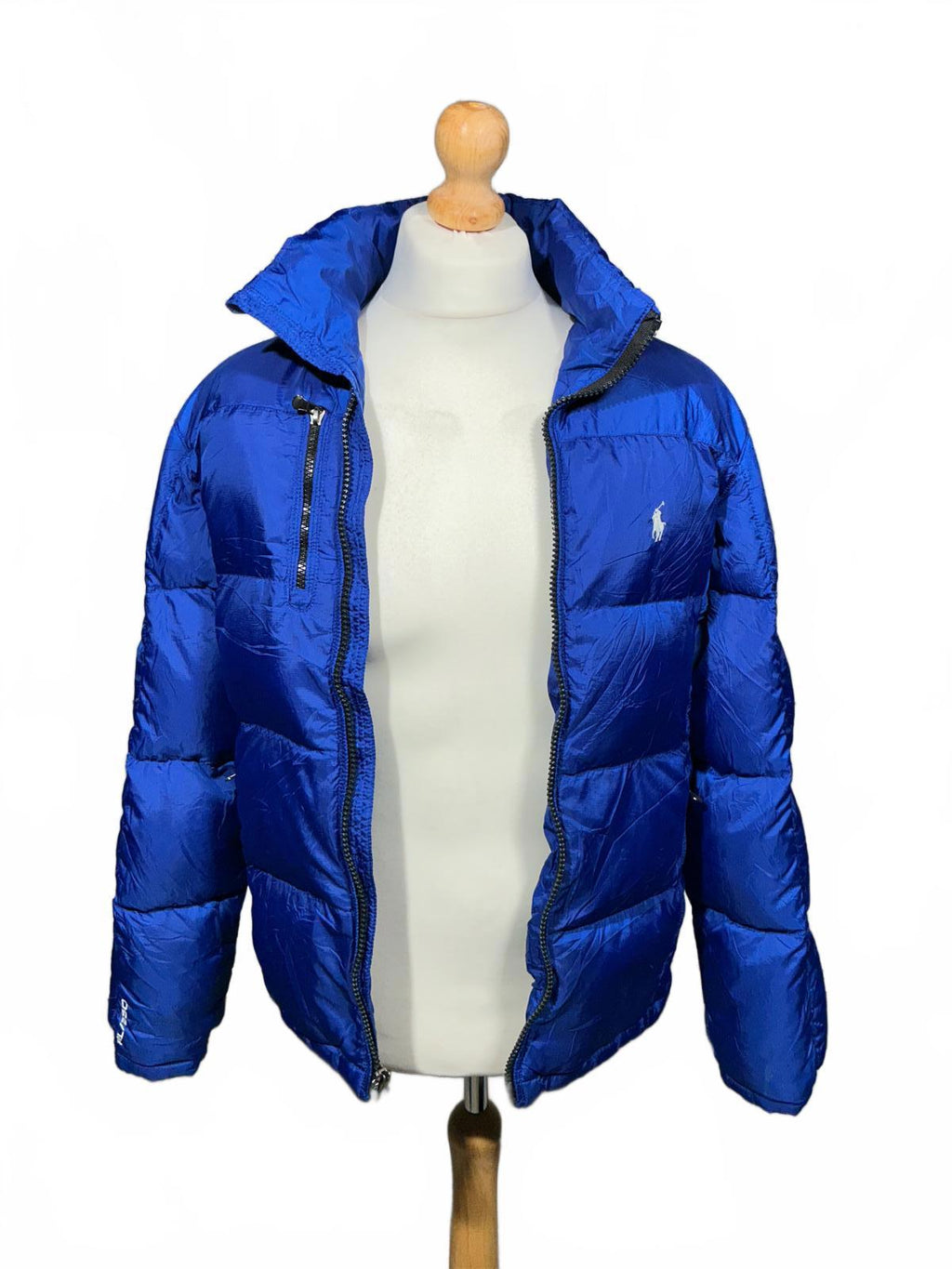 Polo Ralph Lauren Men's Puffer Jacket Full Zip High Collar Blue Good