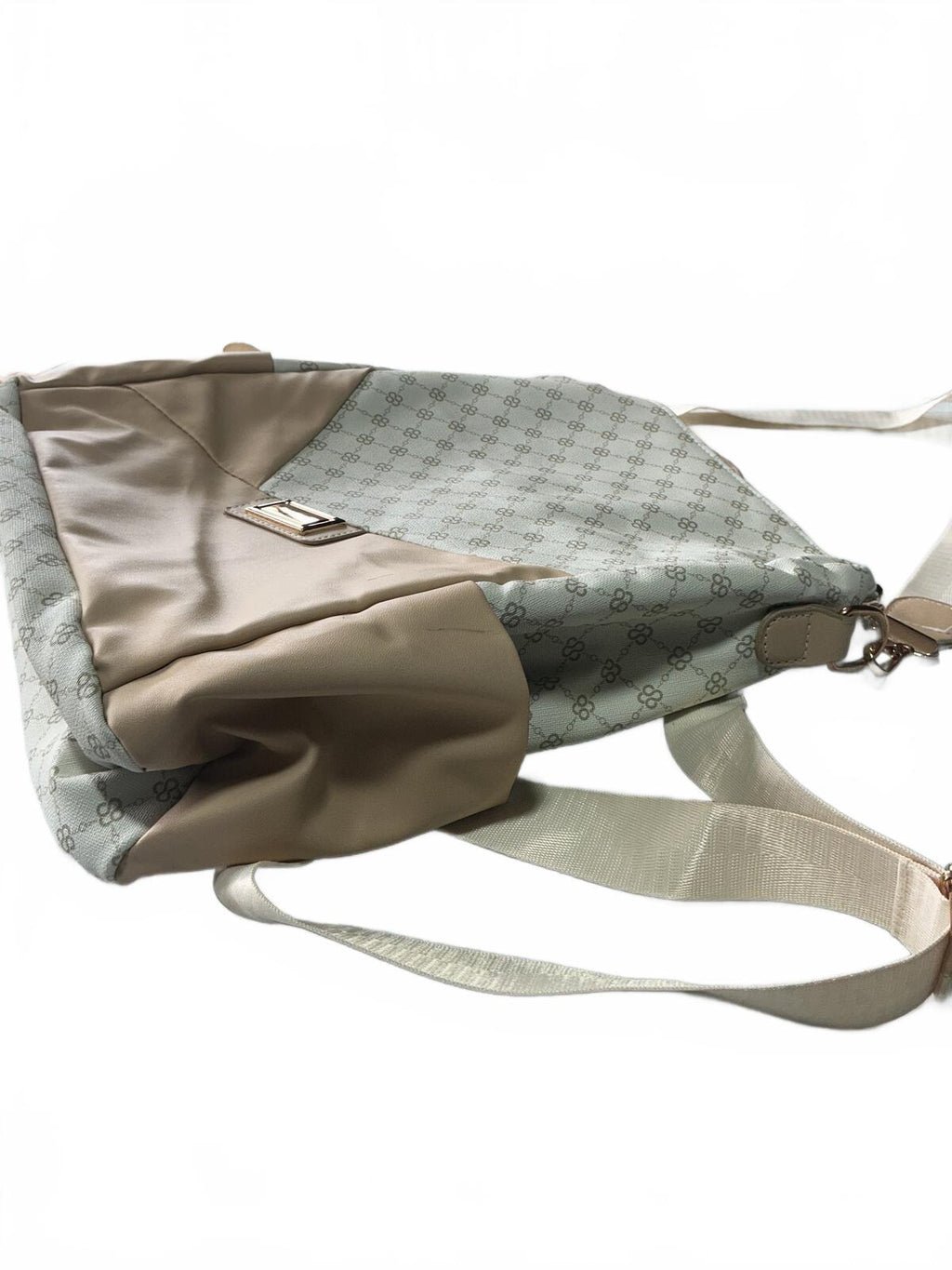 Stylish Beige and White Backpack Bag with Adjustable Straps