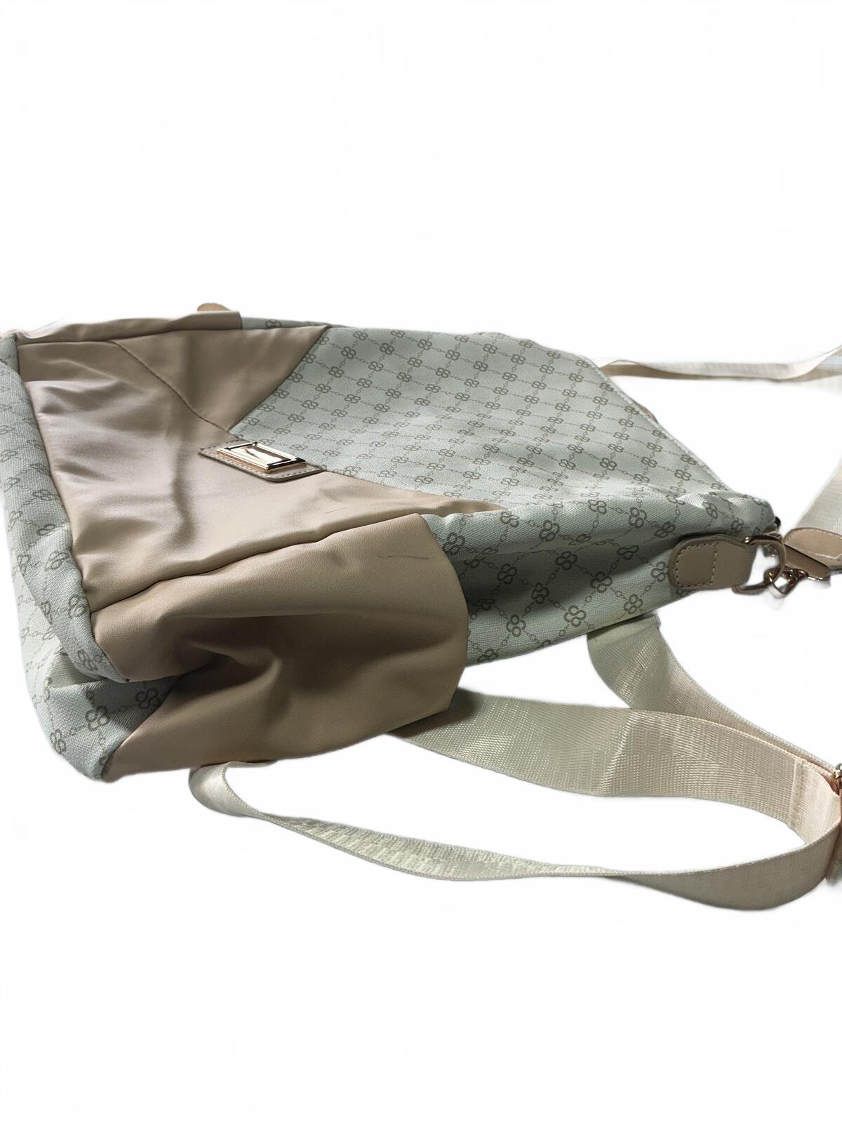 Stylish Beige and White Backpack Bag with Adjustable Straps