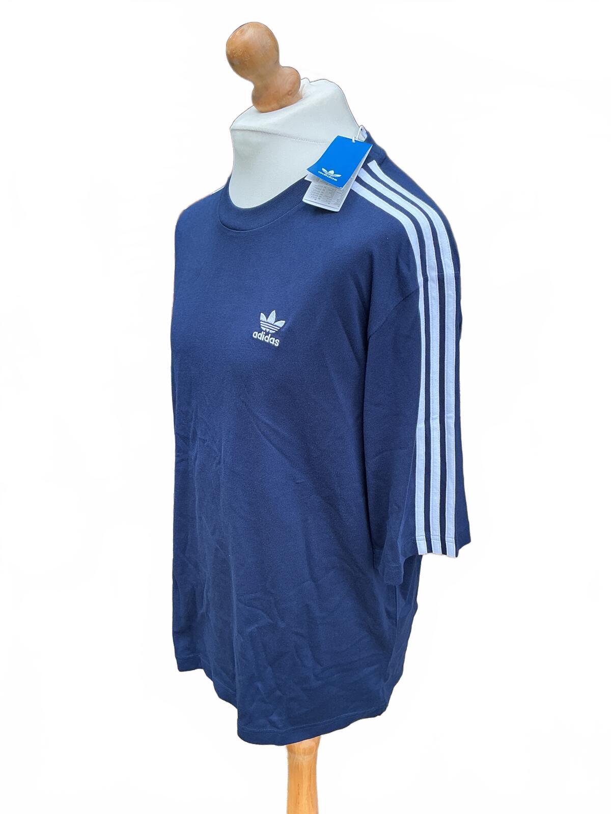 Adidas Originals Navy Blue T-Shirt with White Stripes Size M Casual Sportswear