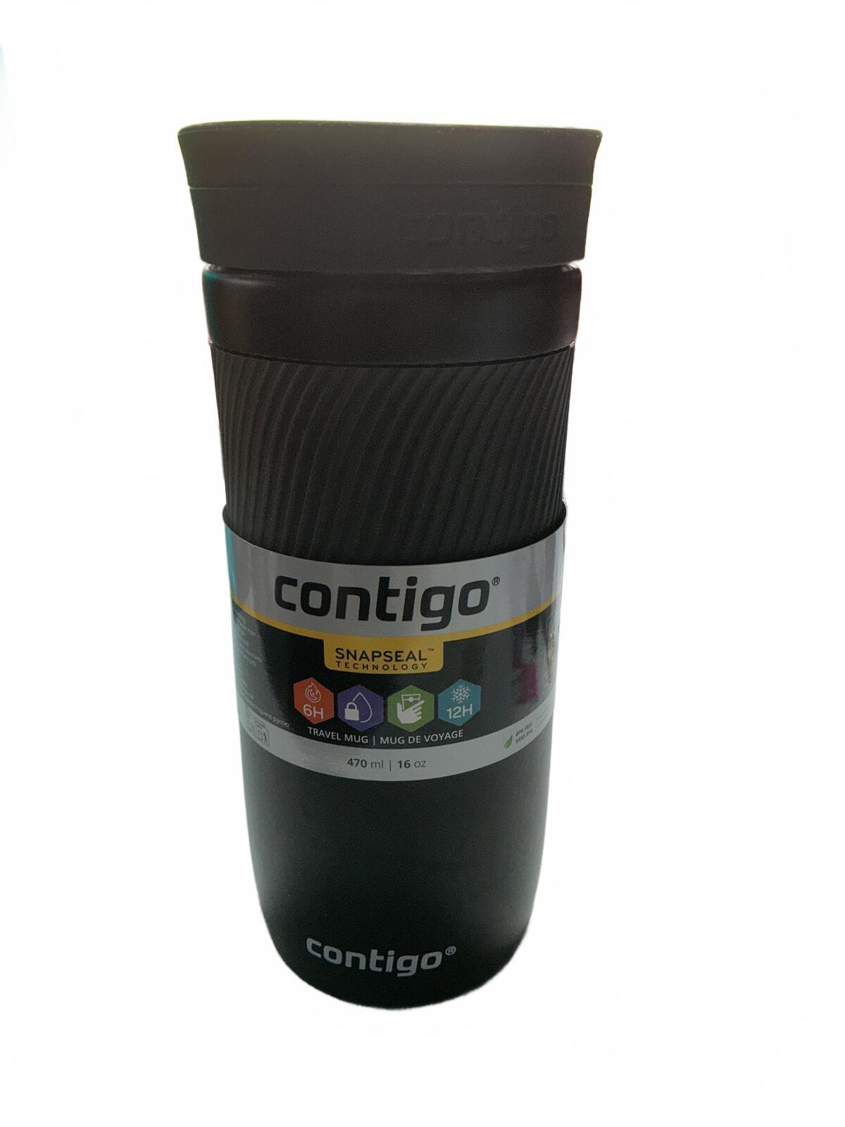 Contigo Byron SnapSeal Travel Mug 470 ml Black with Supersparrow 1L Waterbottle