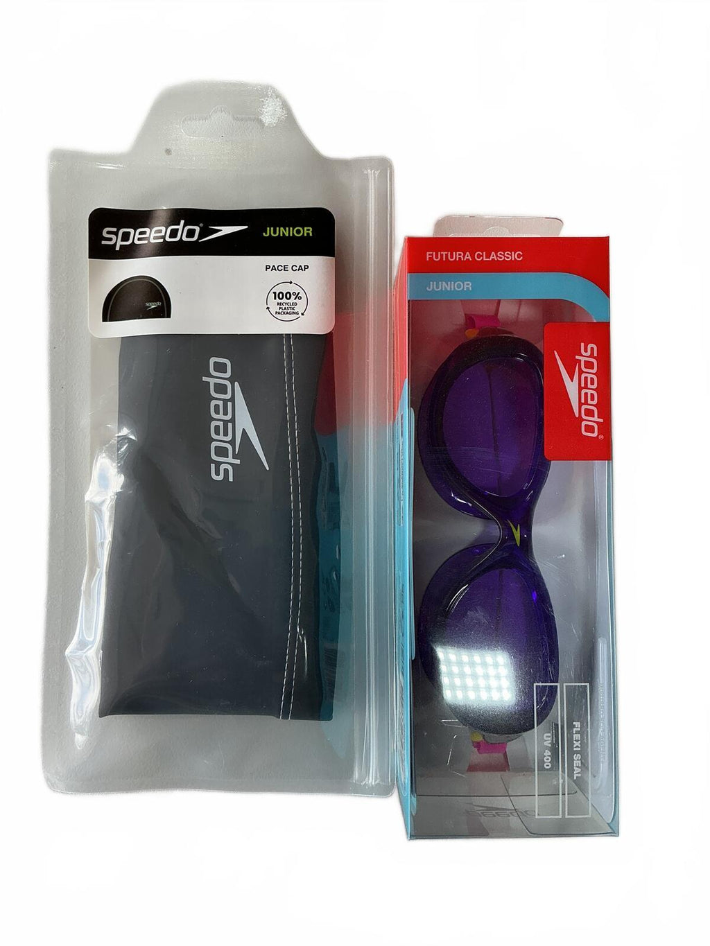Speedo Junior Futura Classic Swimming Goggles and Pace Cap Set Size 6-14 Years