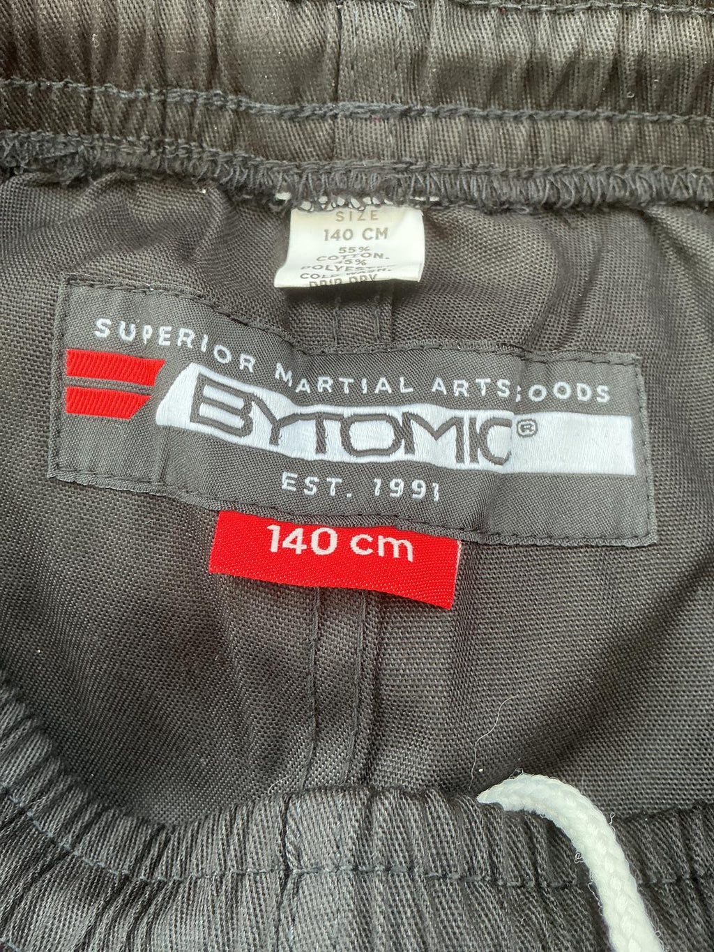 Bytomic Black Martial Arts Pants with White Stripes - Size 130cm