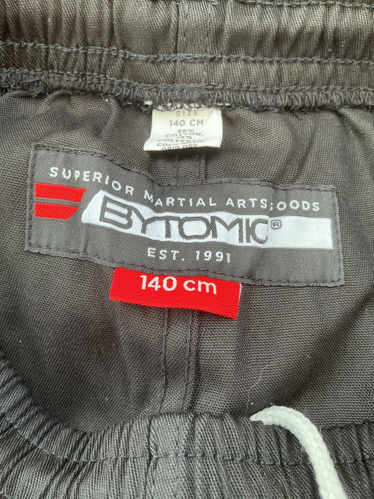 Bytomic Black Martial Arts Pants with White Stripes - Size 130cm