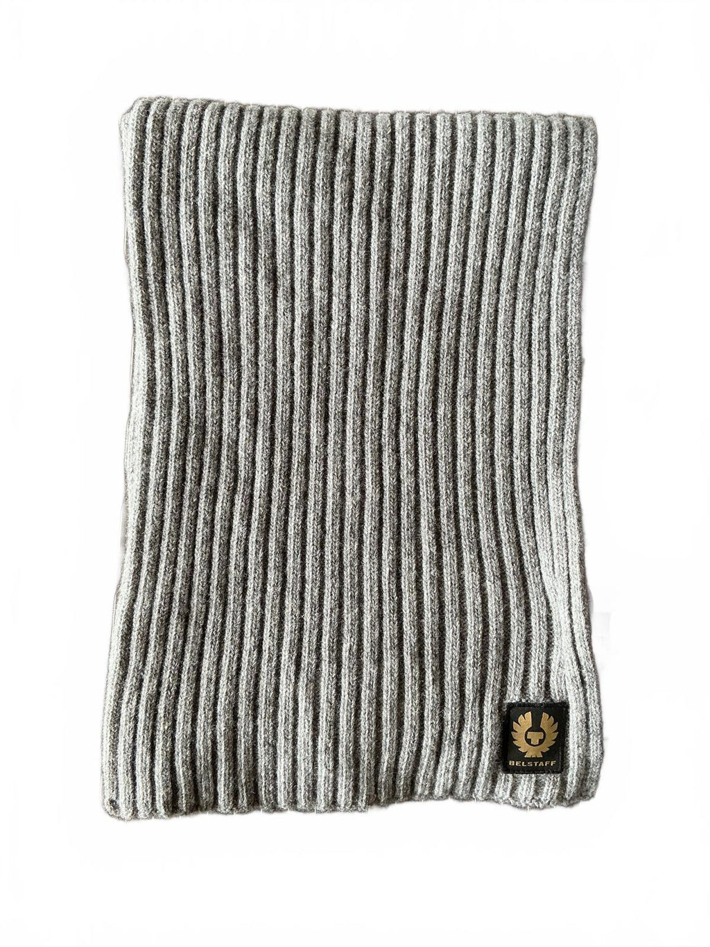 Belstaff Grey Ribbed Wool Scarf 100% Wool Warm Winter Accessory