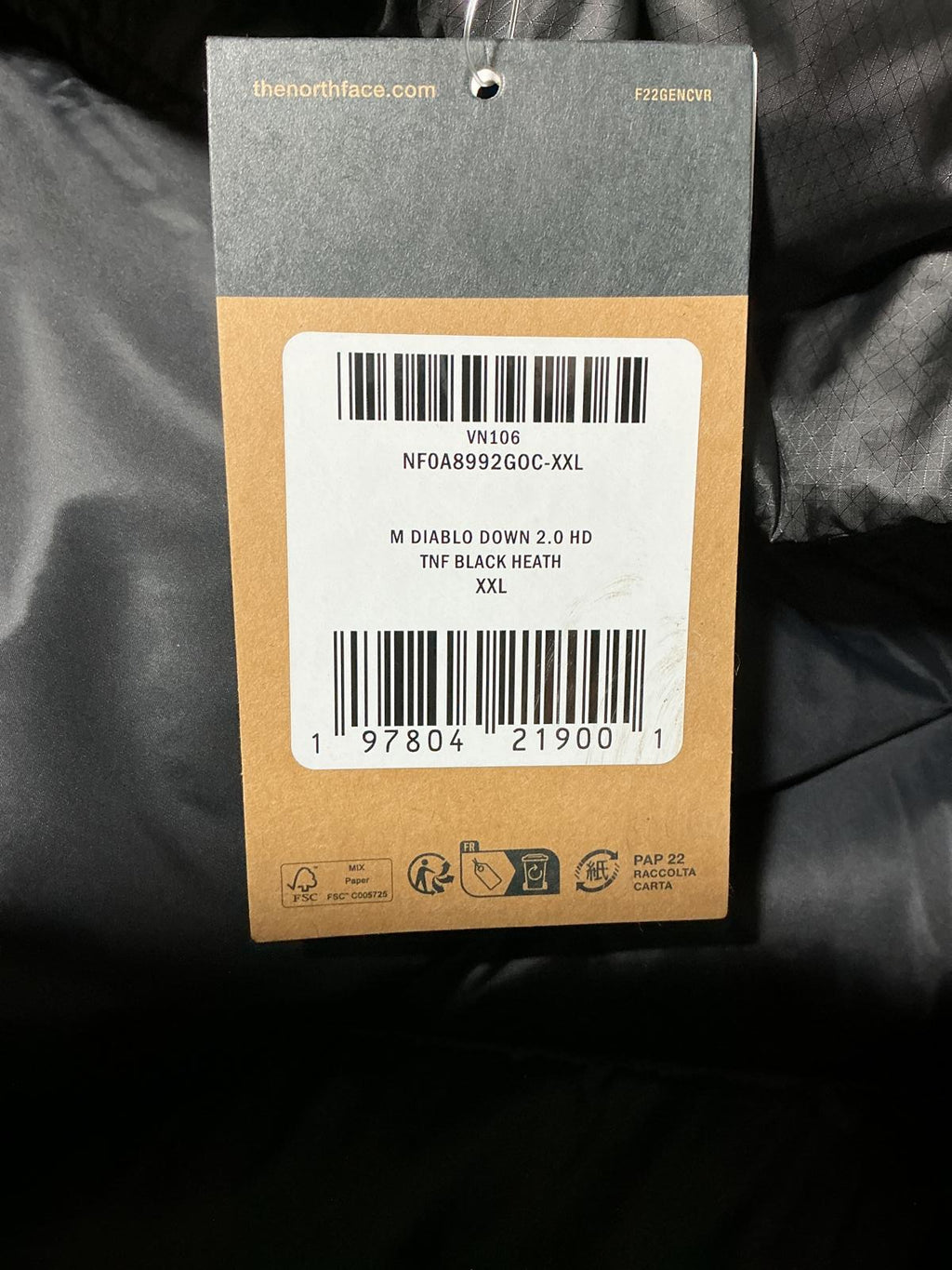 The North Face Diablo Down 2.0 Black Puffer Jacket Hooded Size XXL