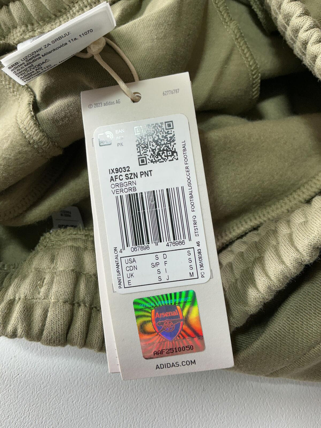 Adidas Arsenal Olive Green Joggers Size Regular Small Comfortable Fit