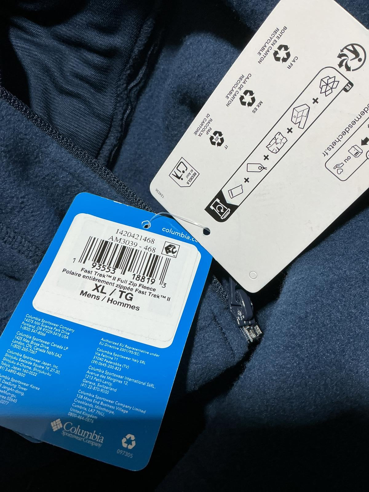 Columbia Fast Trek Navy Blue Fleece Jacket Size XL