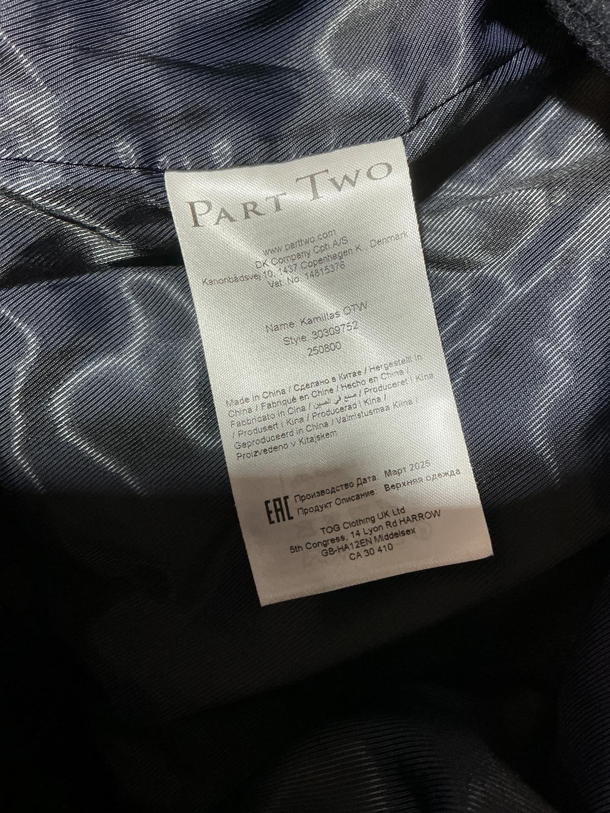 Ladies Black Part Two Button up Lined Wool Coat Size 10/36/Small