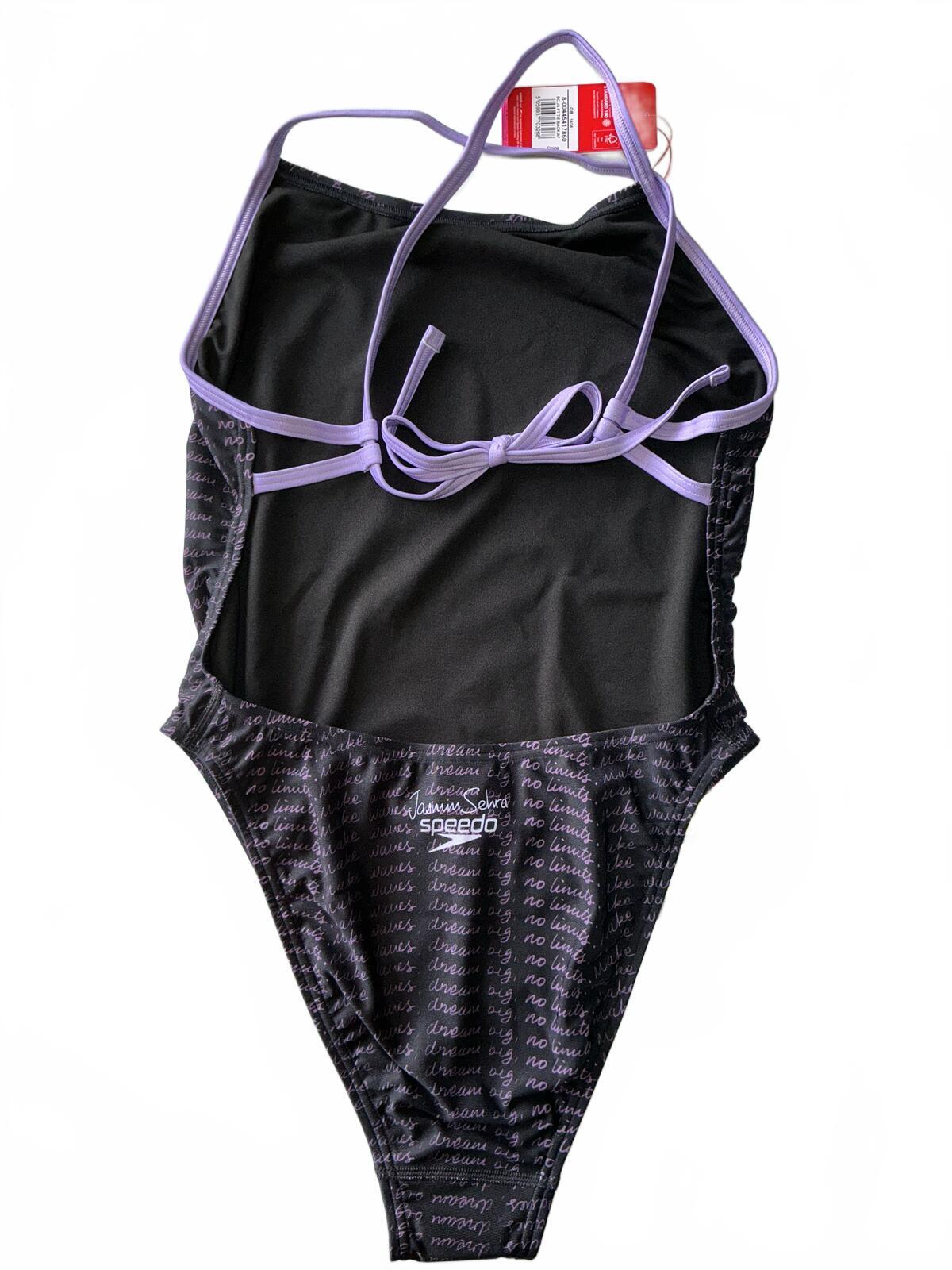 Speedo x Jasmine Sehra Black and Purple One-Piece Swimsuit Size Regular 14