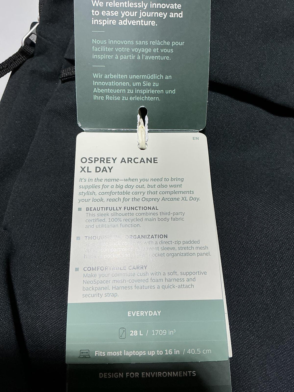 *NEW* Osprey Arcane XL Day Backpack 28L Black/Cream Fits 16in Laptop