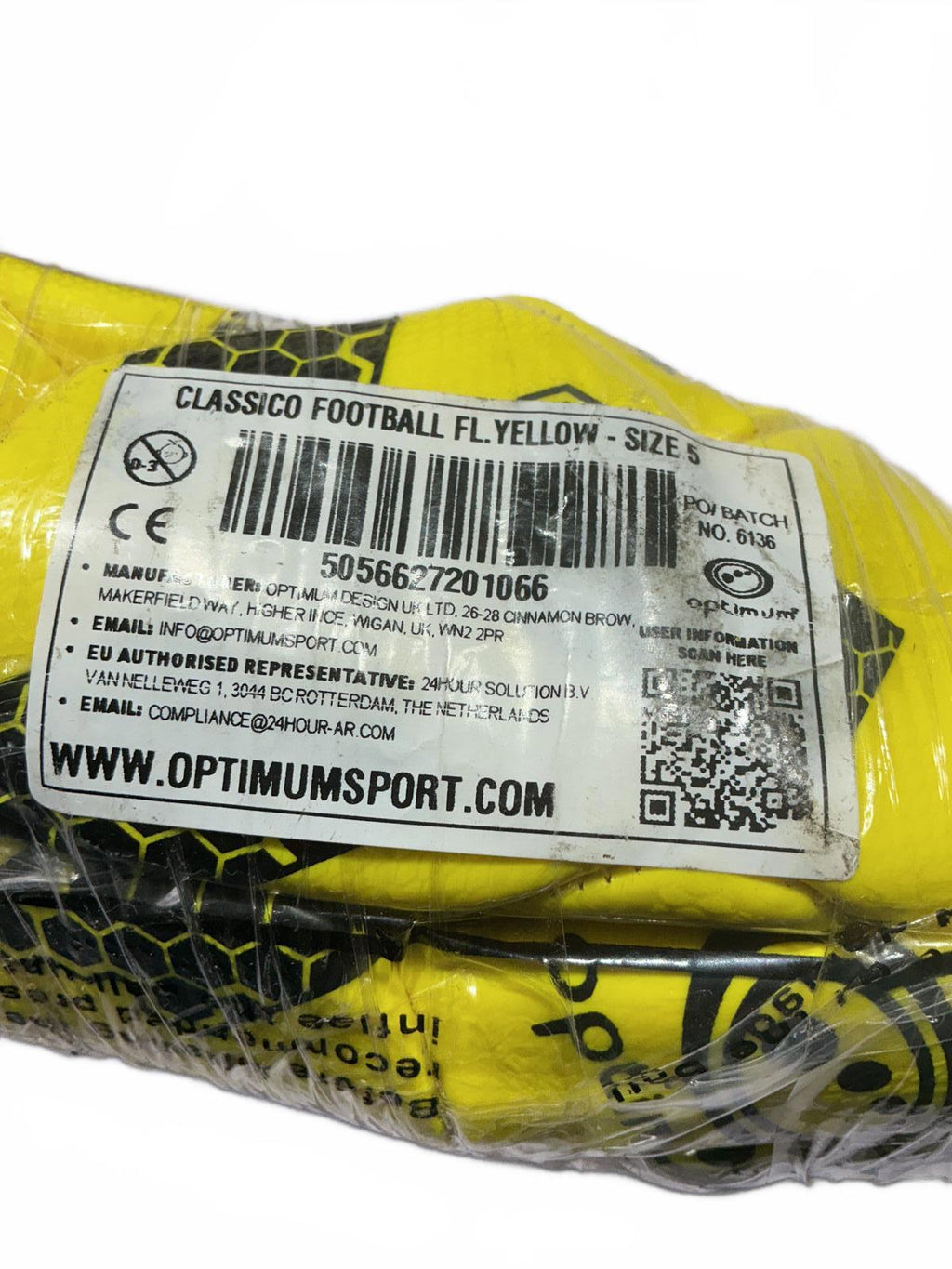 Two Optimum Classico Football Size 5 Yellow