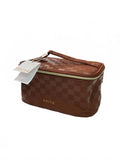 *NEW* Prite Brown Check Toiletry Cosmetics Wash Bag One Size Travel Case