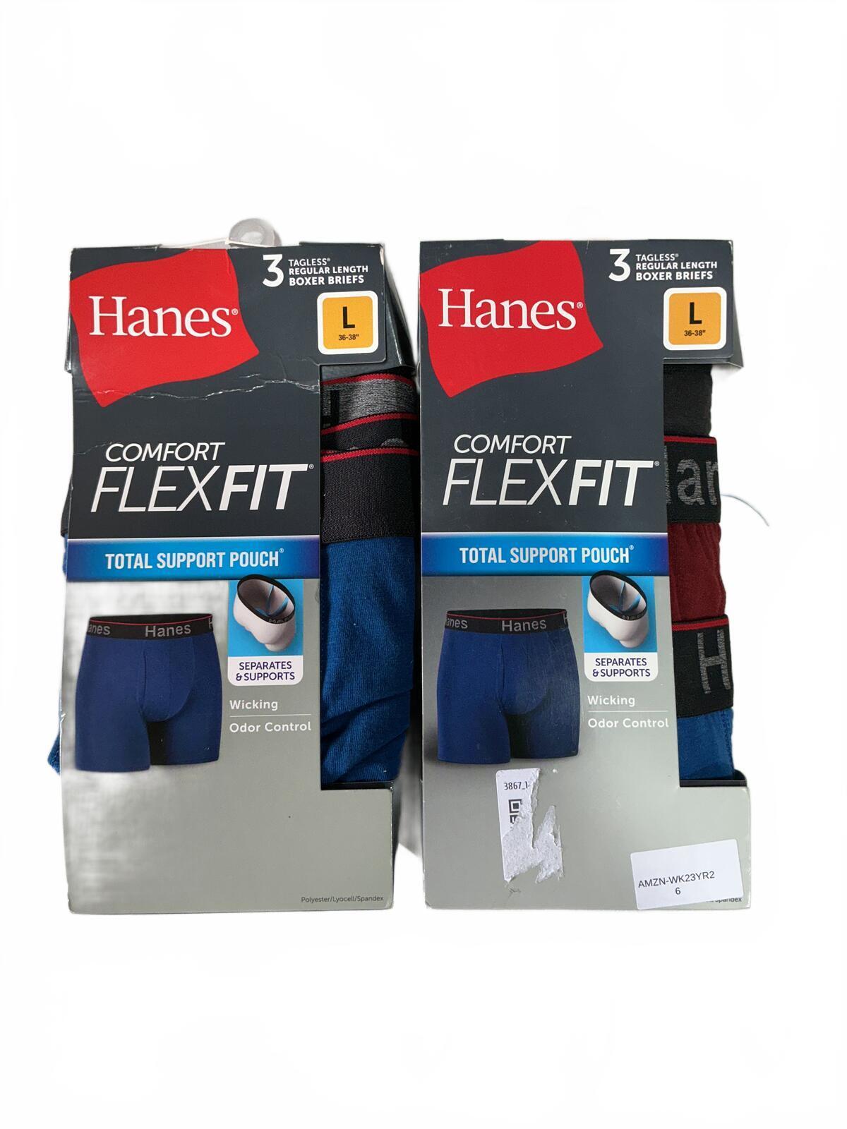 *NEW* 2*Hanes Comfort Flex Fit Boxer Briefs 3 Pack L Support Pouch