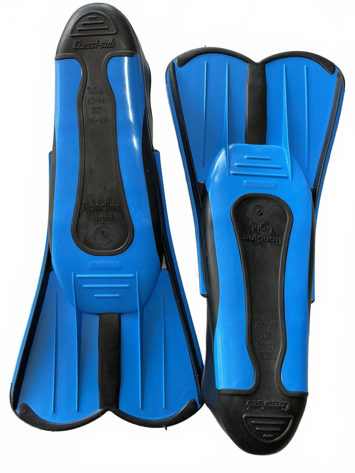 Cressi-sub Rondine Light Blue Black Swim Fins Size 43-44 UK 8⅓-9⅓