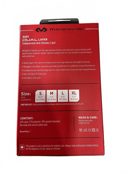 *NEW* McDavid X601 Dual Layer Compression Arm Sleeves Pair Black Medium