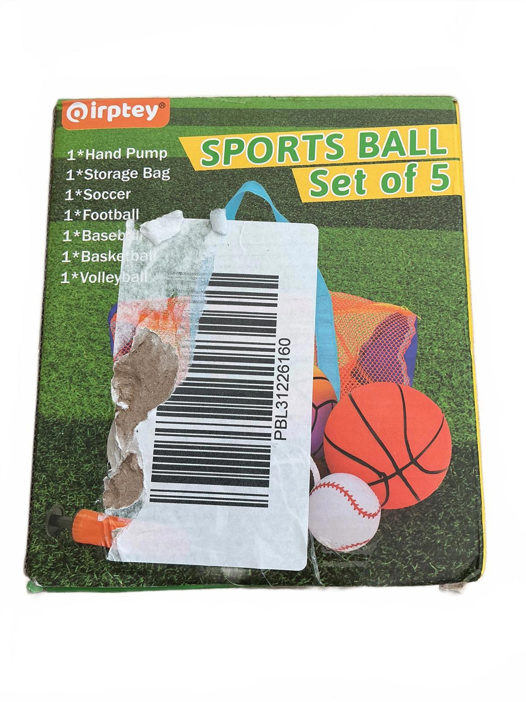 Irptey Sports Ball Set of 5 with Hand Pump and Storage Bag - Kids Size