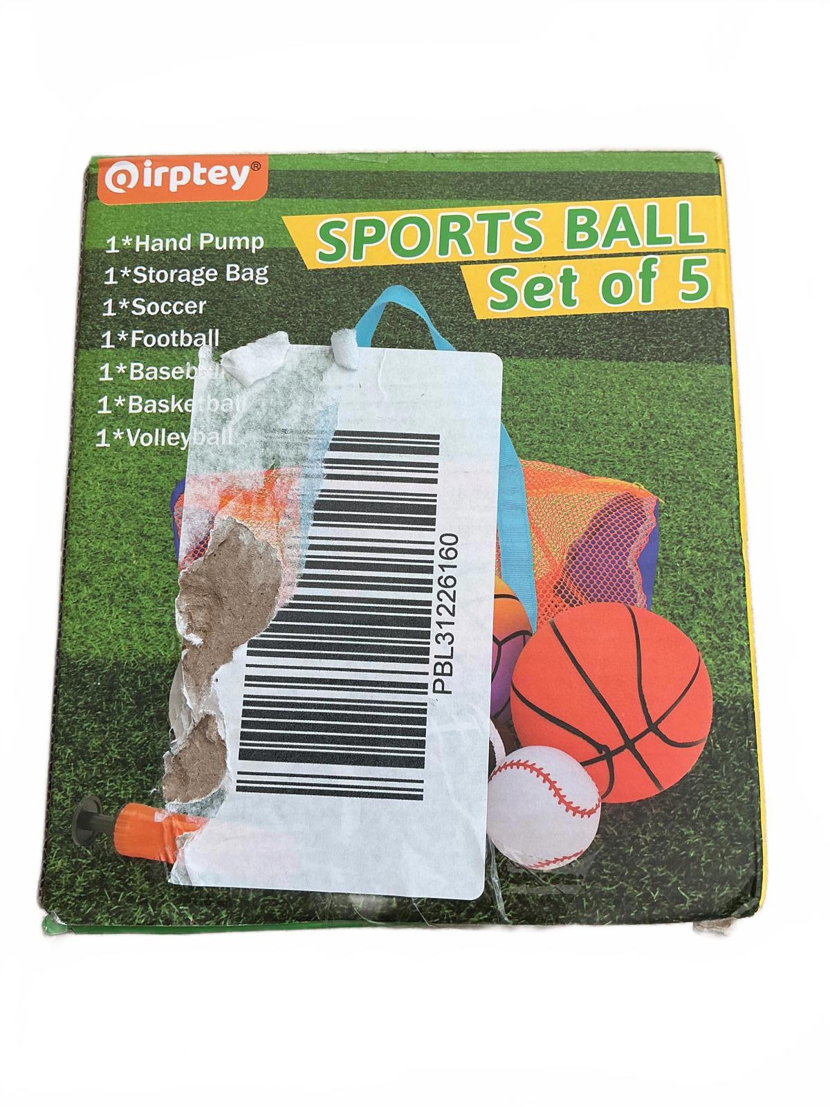 Irptey Sports Ball Set of 5 with Hand Pump and Storage Bag - Kids Size