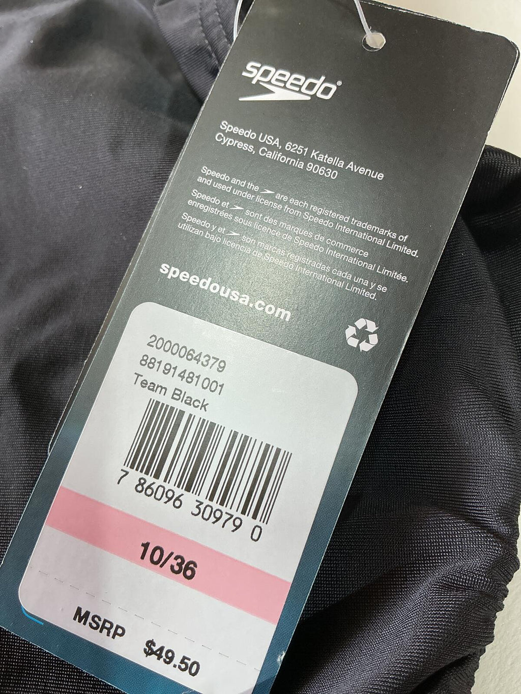 *NEW* Speedo Pro LT Black One-Piece Swimsuit Size 10/36 Swimwear
