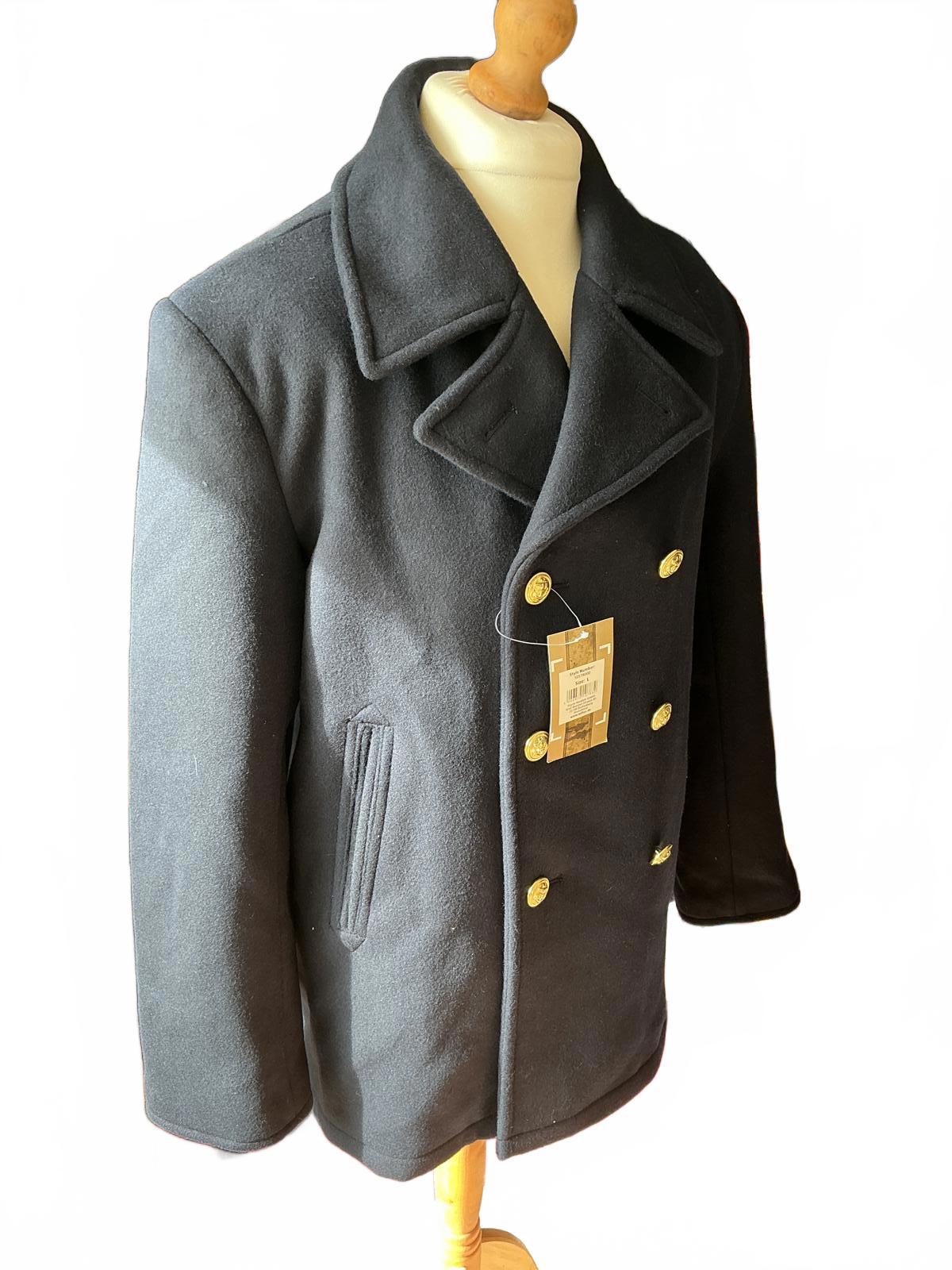 Miltec Marine Colani Men's Navy Blue Double Breasted Peacoat Jacket Size Medium