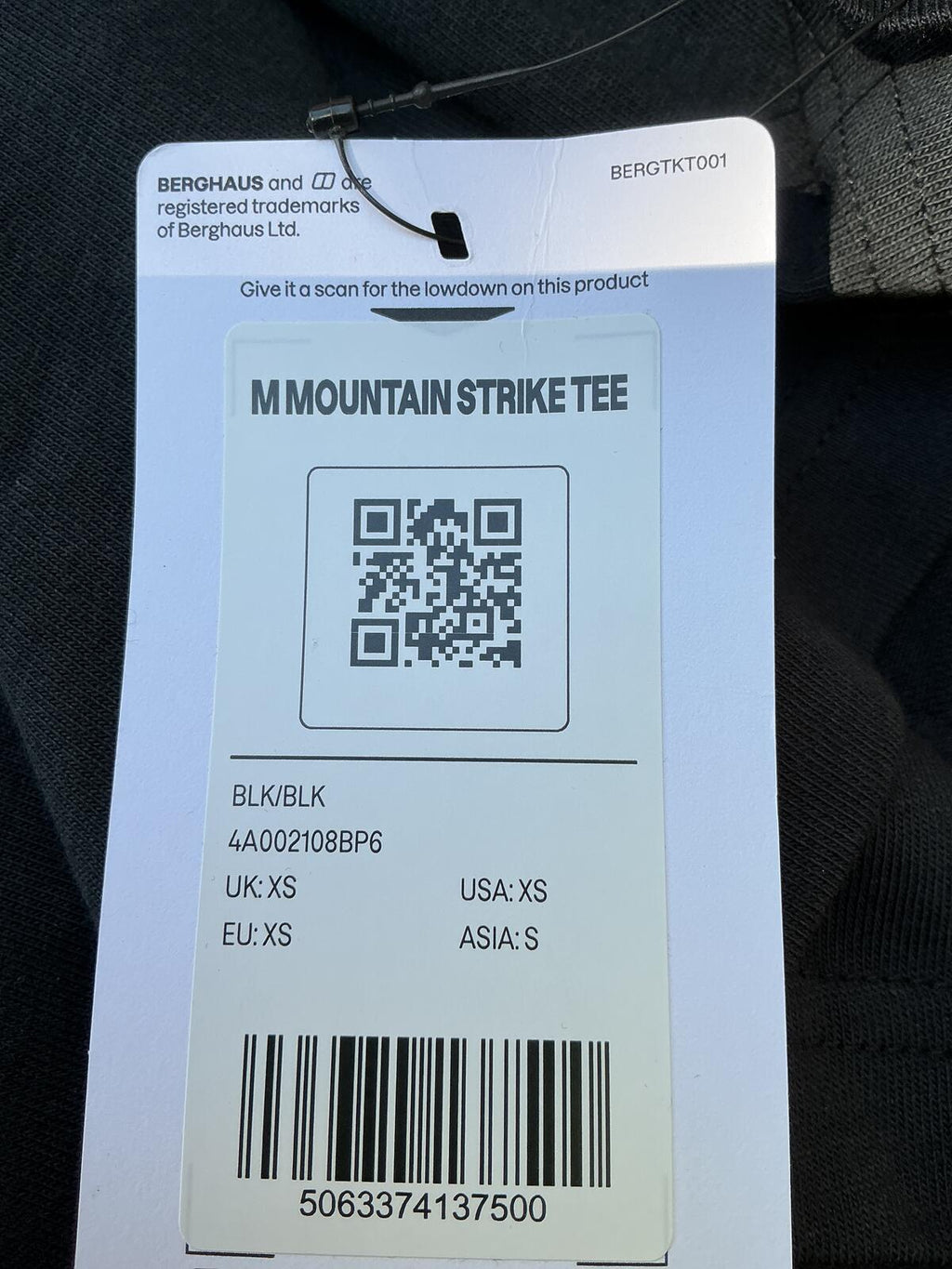 *NEW* Berghaus Mountain Strike Tee Black/Neon Green T-Shirt Size XS