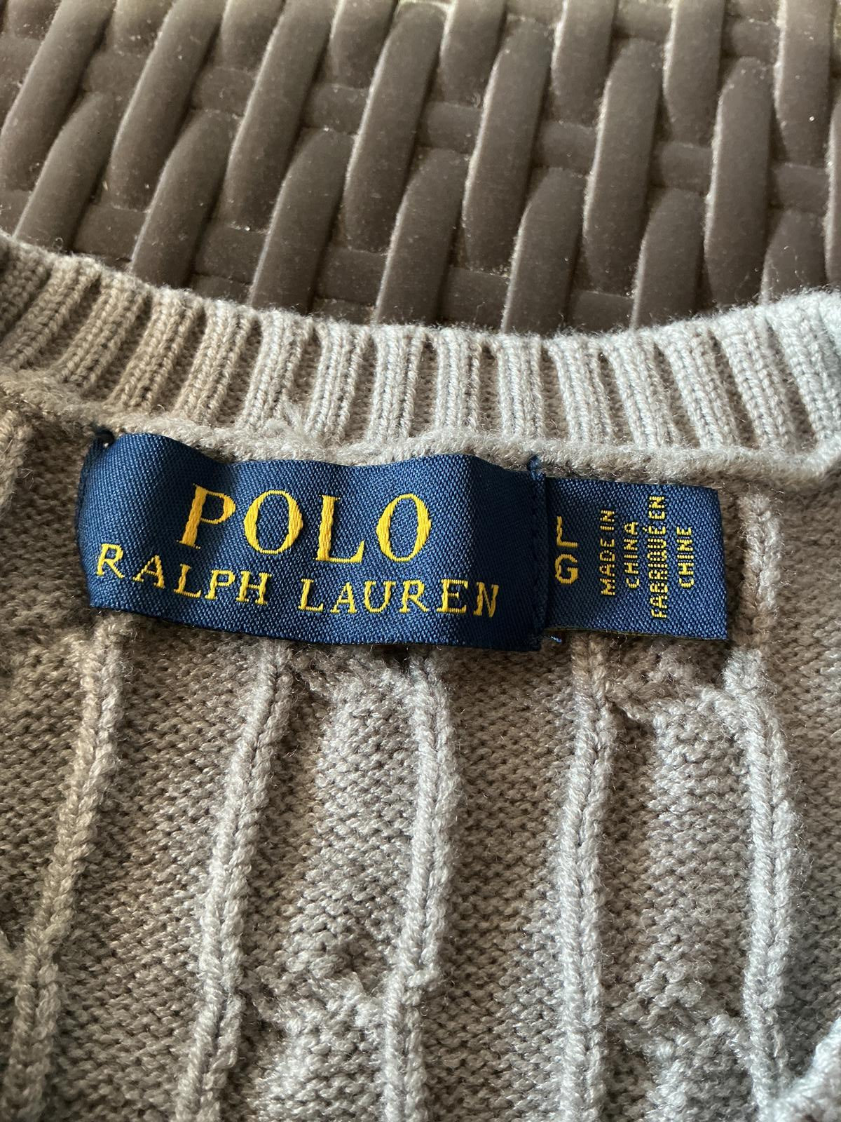 Ralph Lauren Grey Cable Knit Jumper Size Regular L Classic Style Warm