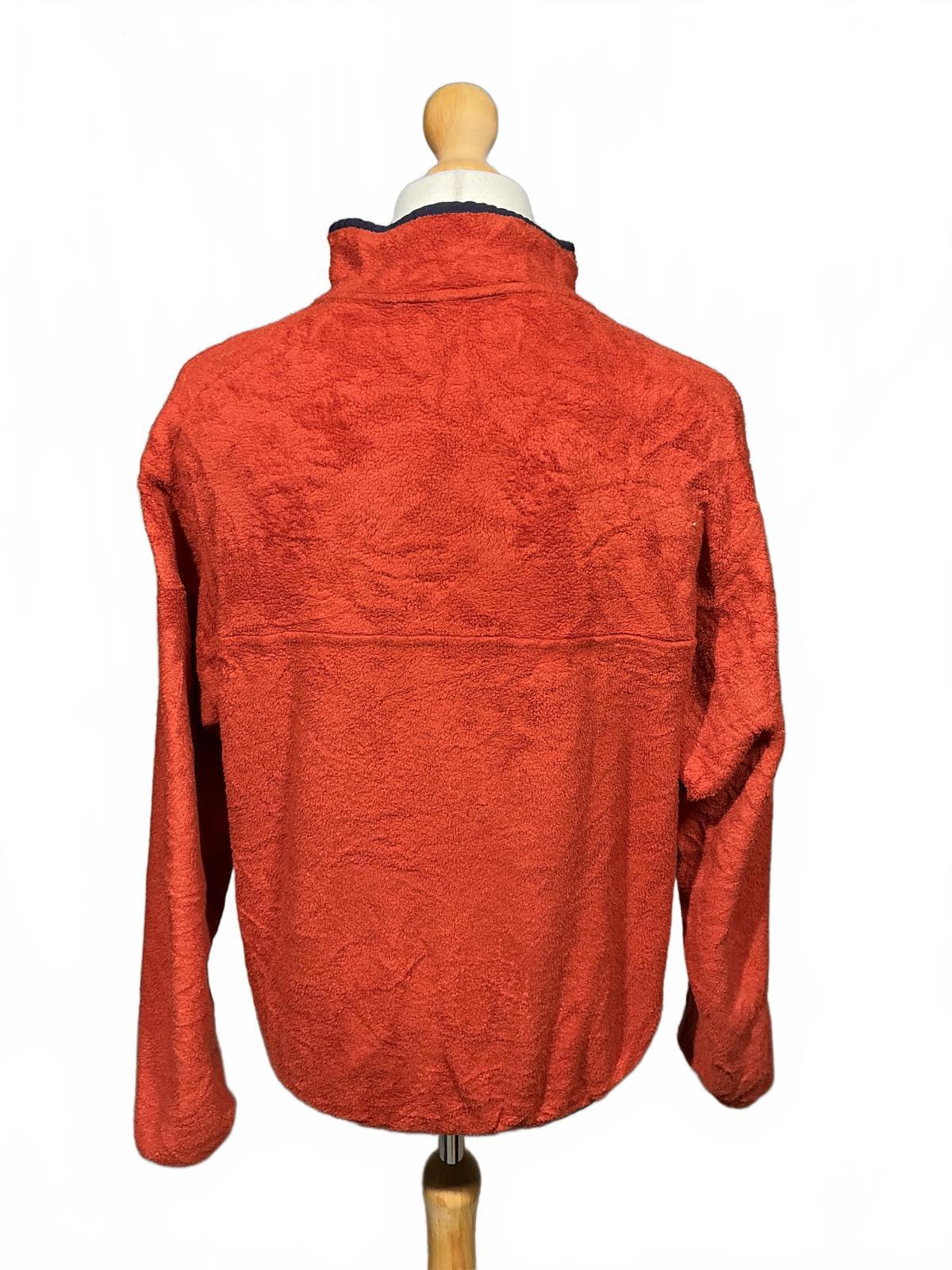 Men's Orange Fleece Jacket with Snap Button Placket