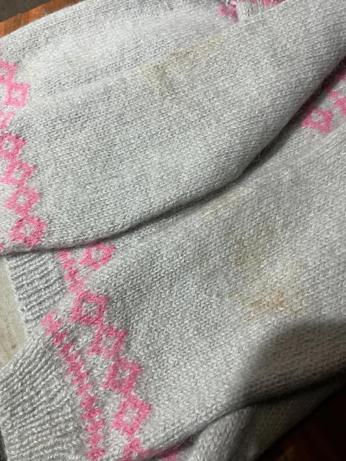 Grey and Pink Patterned Women's Sweater