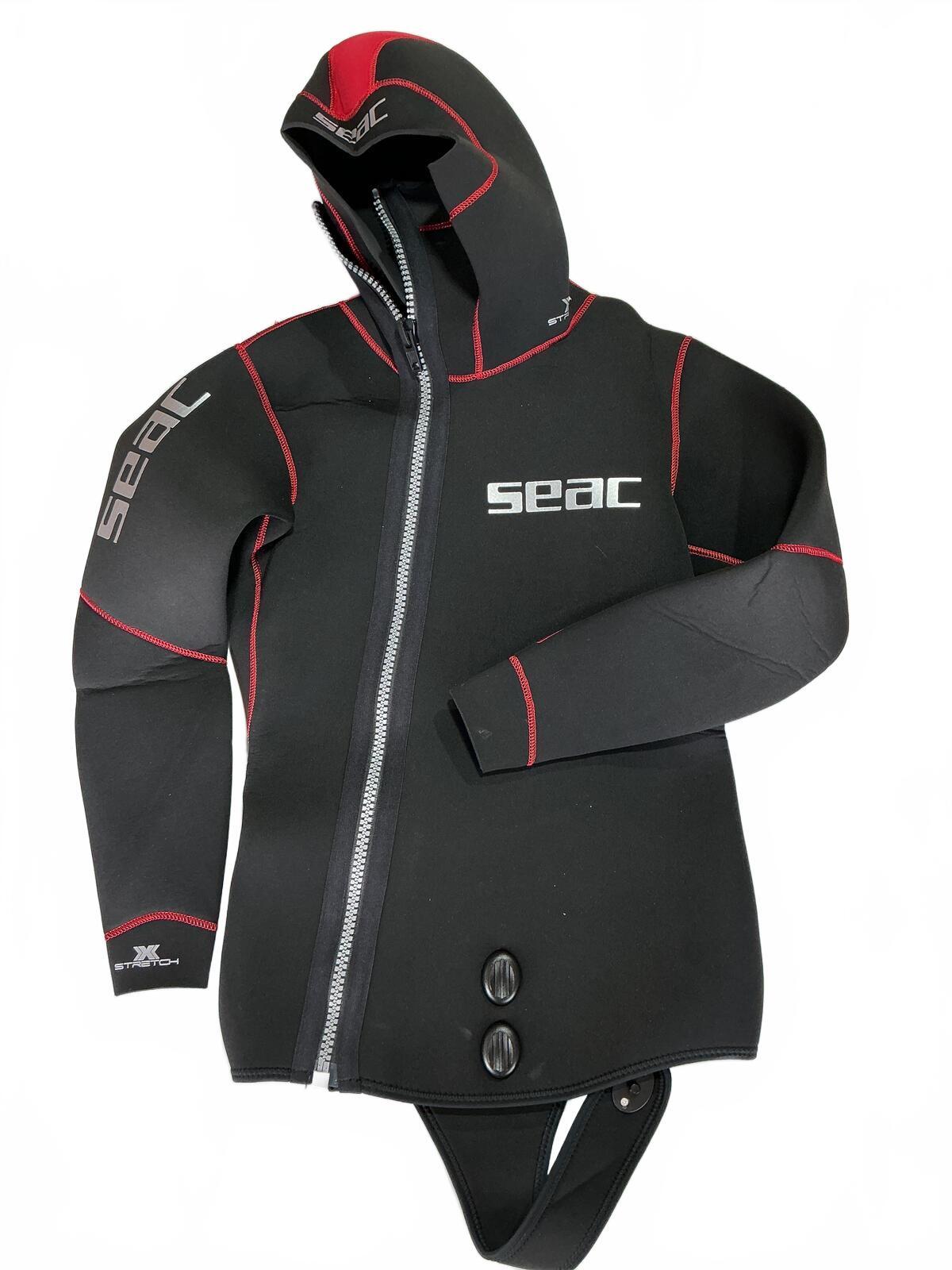 SEAC Privilege 5.0mm Wetsuit Set Hooded Jacket Size S Black Red Dive